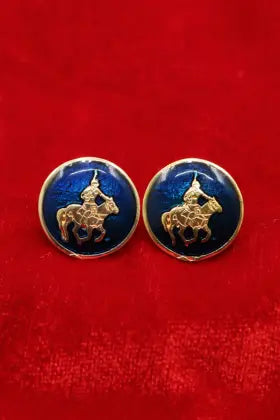 Gold Plated Enamel Horse Rider Cufflinks Jewelry VJewels