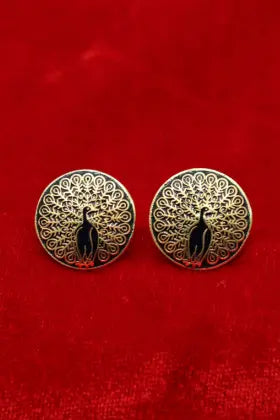 Gold Plated Enamel Peacock Design Cufflinks Jewelry VJewels