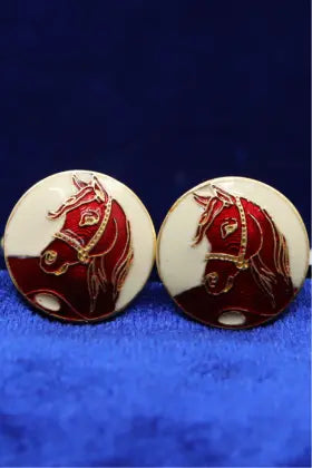 Gold Plated Enamel Horse Design Cufflinks Jewelry VJewels