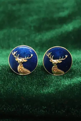 Gold Plated Enamel Dear Design Cufflinks Jewelry VJewels