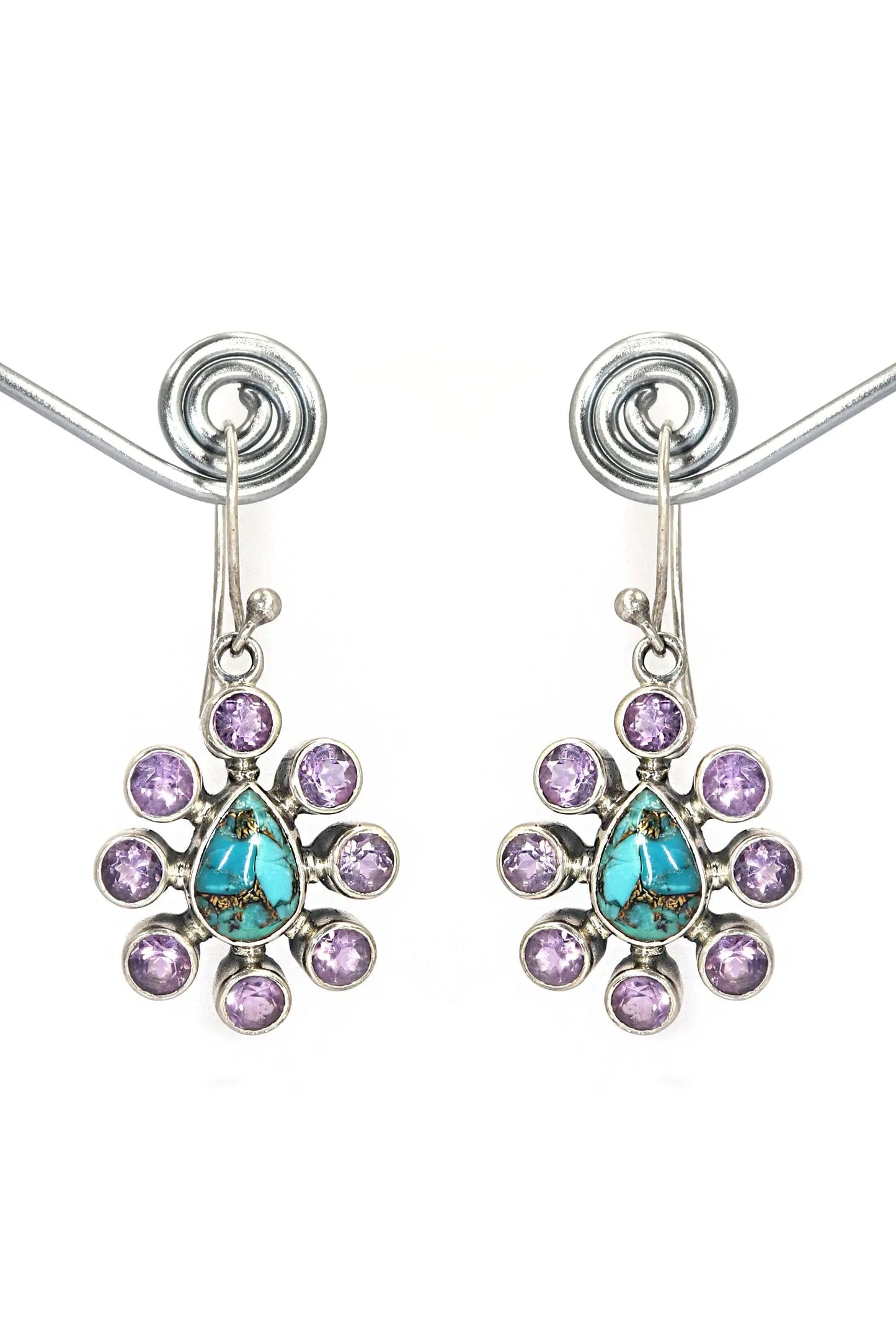 Adore Lightweight Charm with Turquoise and Purple Amethyst Gemstone Earrings