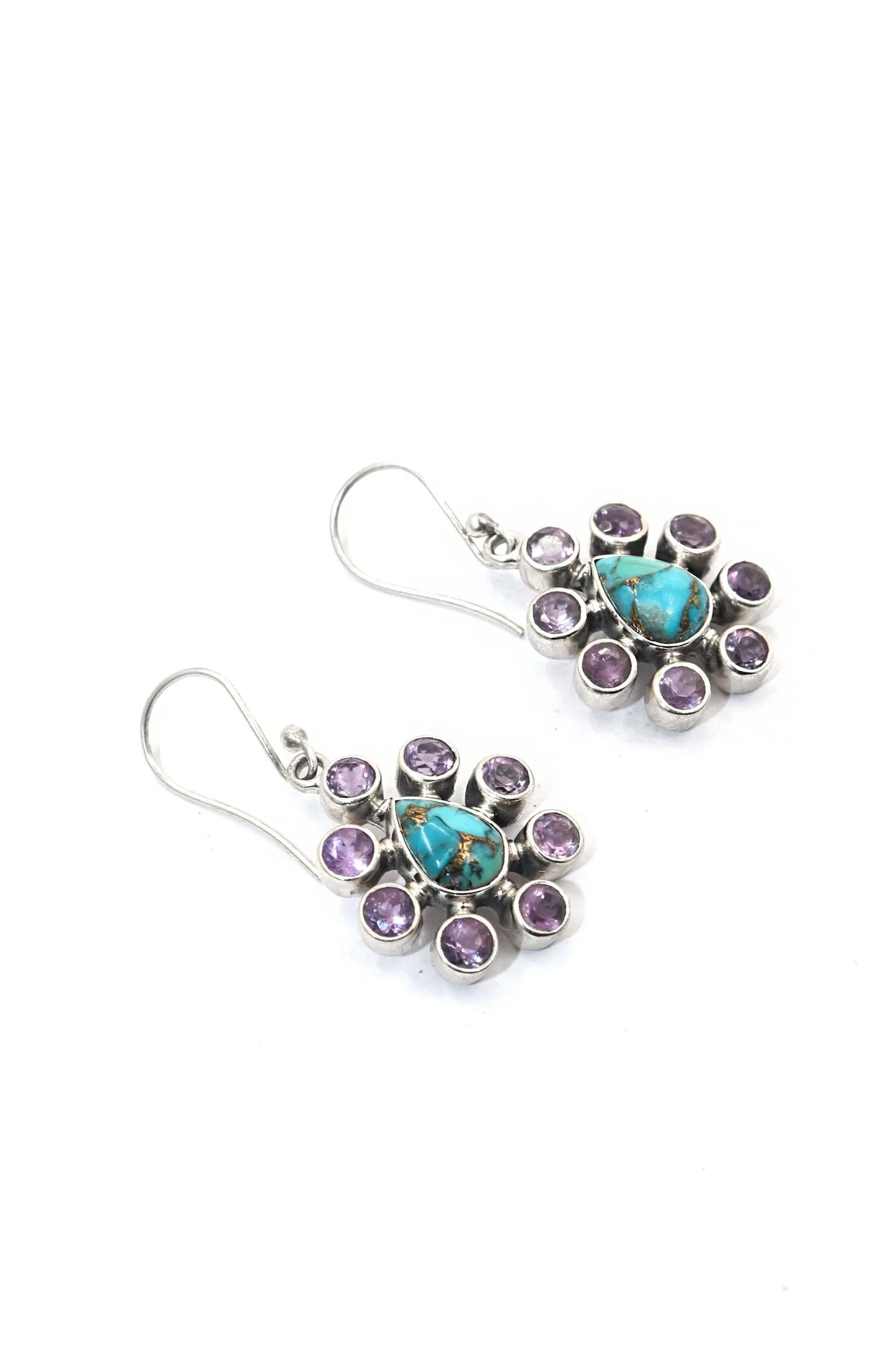 Adore Lightweight Charm with Turquoise and Purple Amethyst Gemstone Earrings