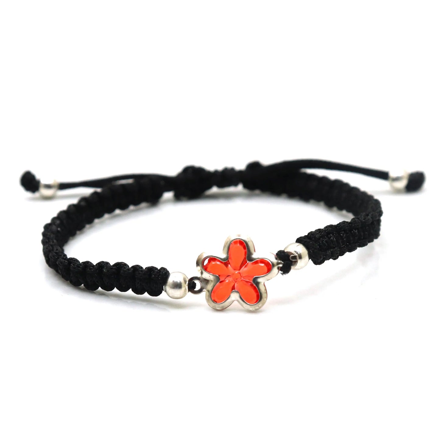 Beautiful Red Flowers Legacy Black Thread Bracelet