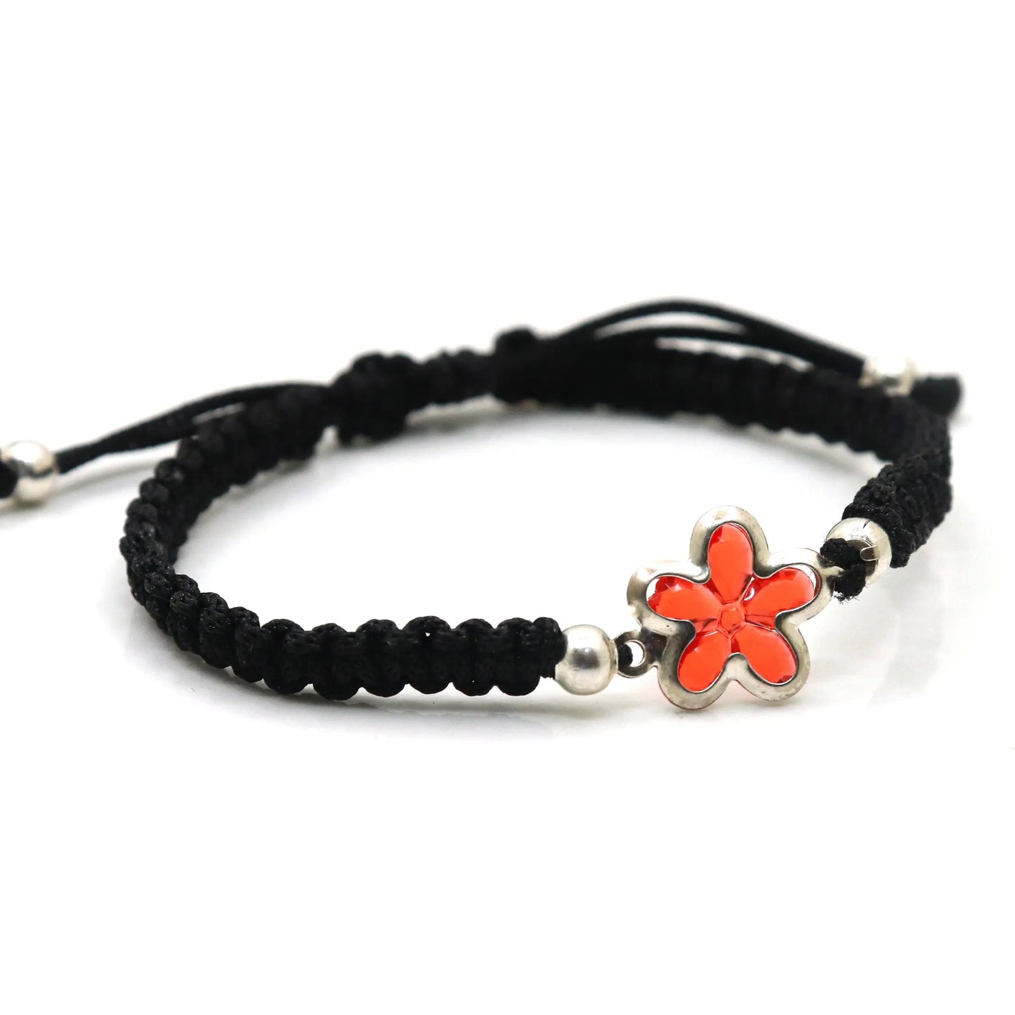 Beautiful Red Flowers Legacy Black Thread Bracelet