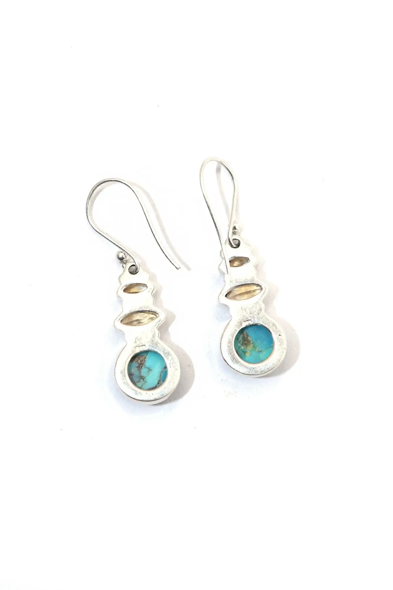 Blue Copper Turquoise, Citrine Stone Earrings with Lightweight Design Earring