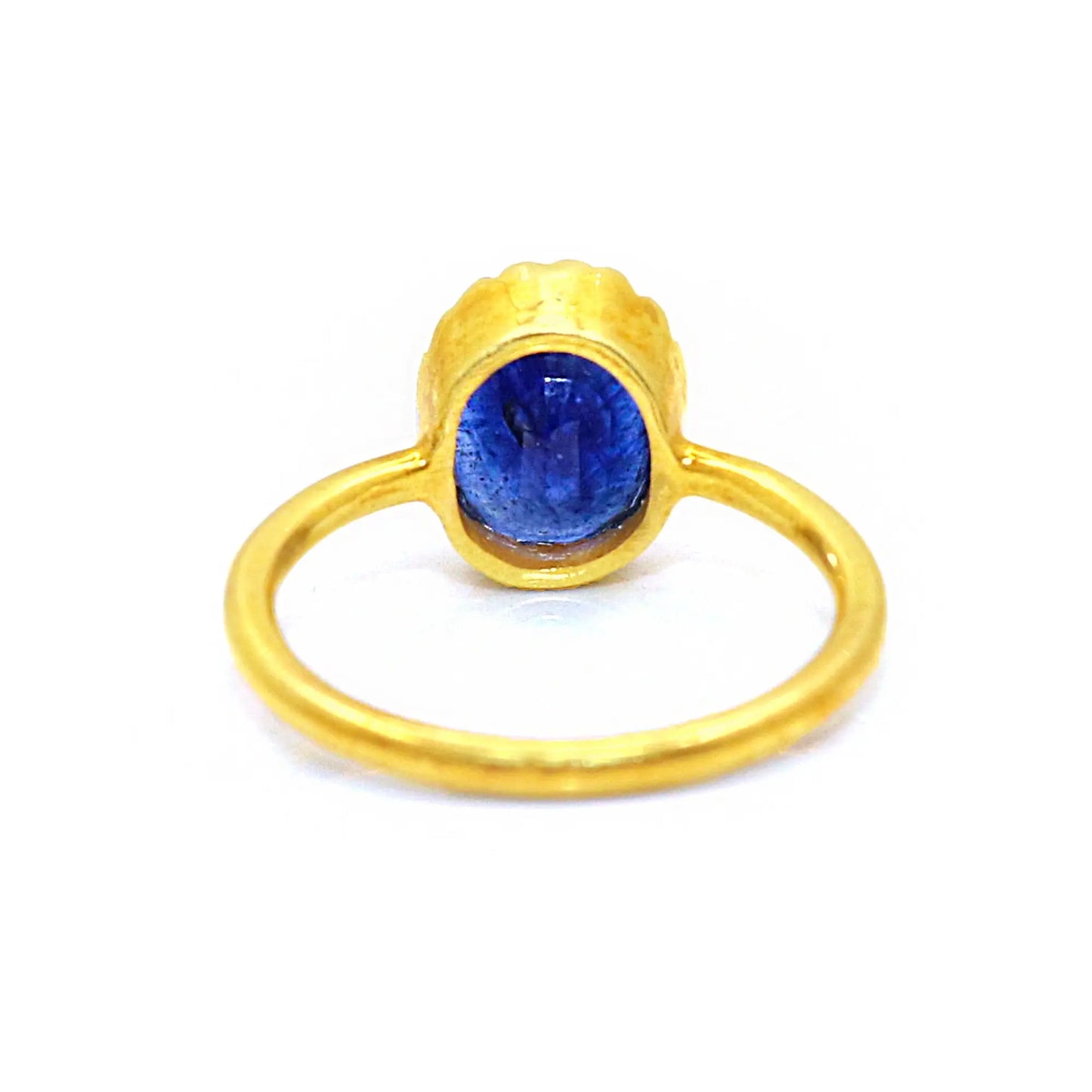 Blue Sapphire Semi Precious Gemstone Gold Plated Ring Jewelry VJewels