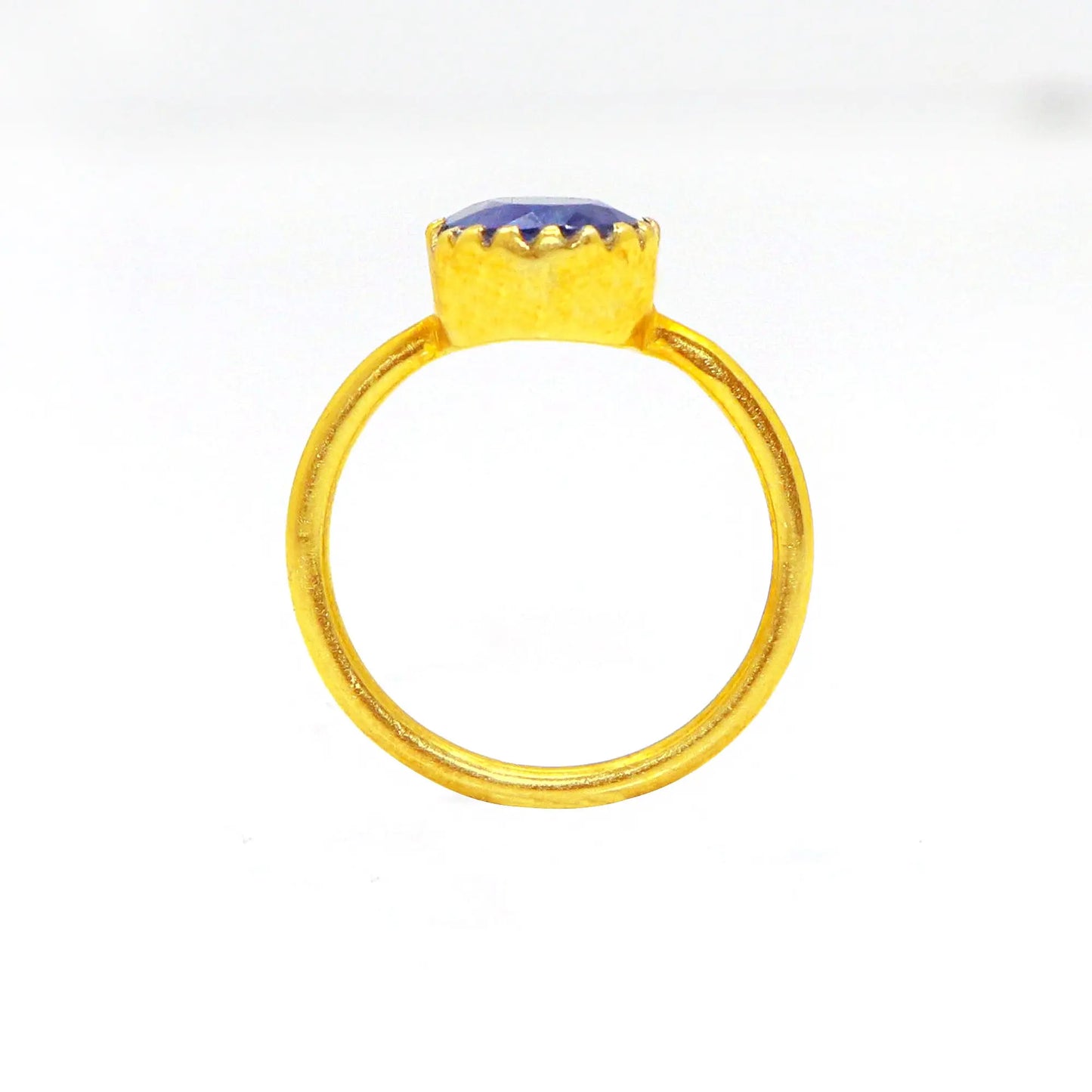 Blue Sapphire Semi Precious Gemstone Gold Plated Ring Jewelry VJewels