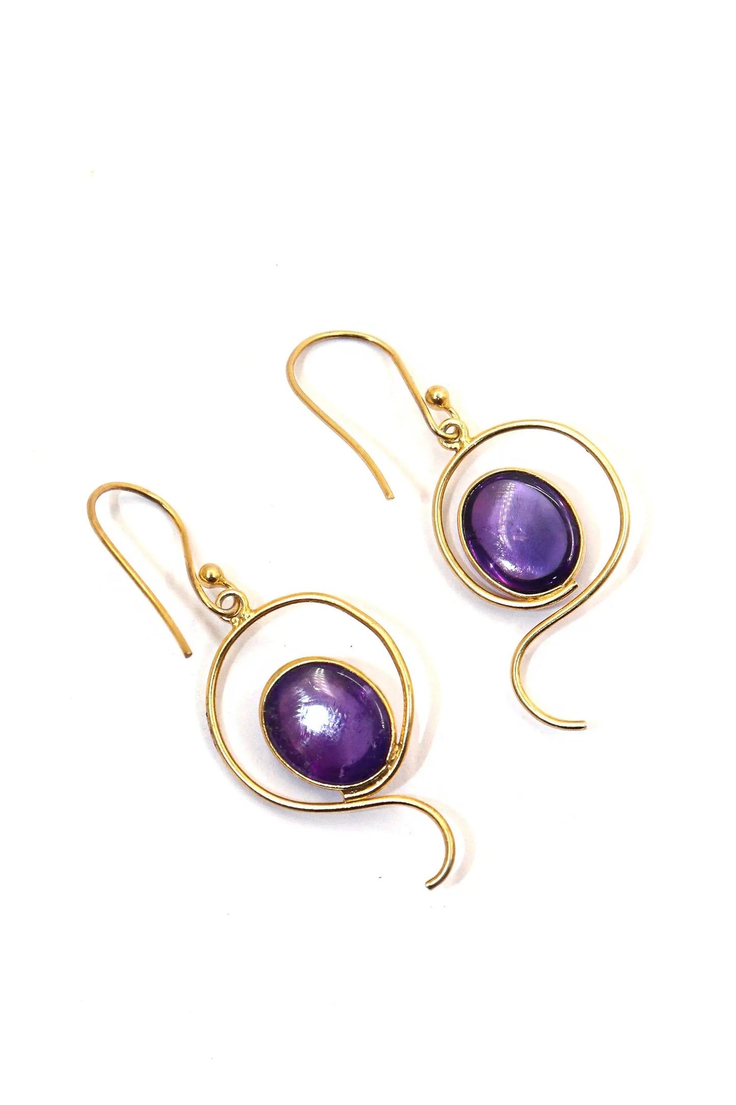 Charming Touch Amethyst Gemstone Gold-Plated Earrings