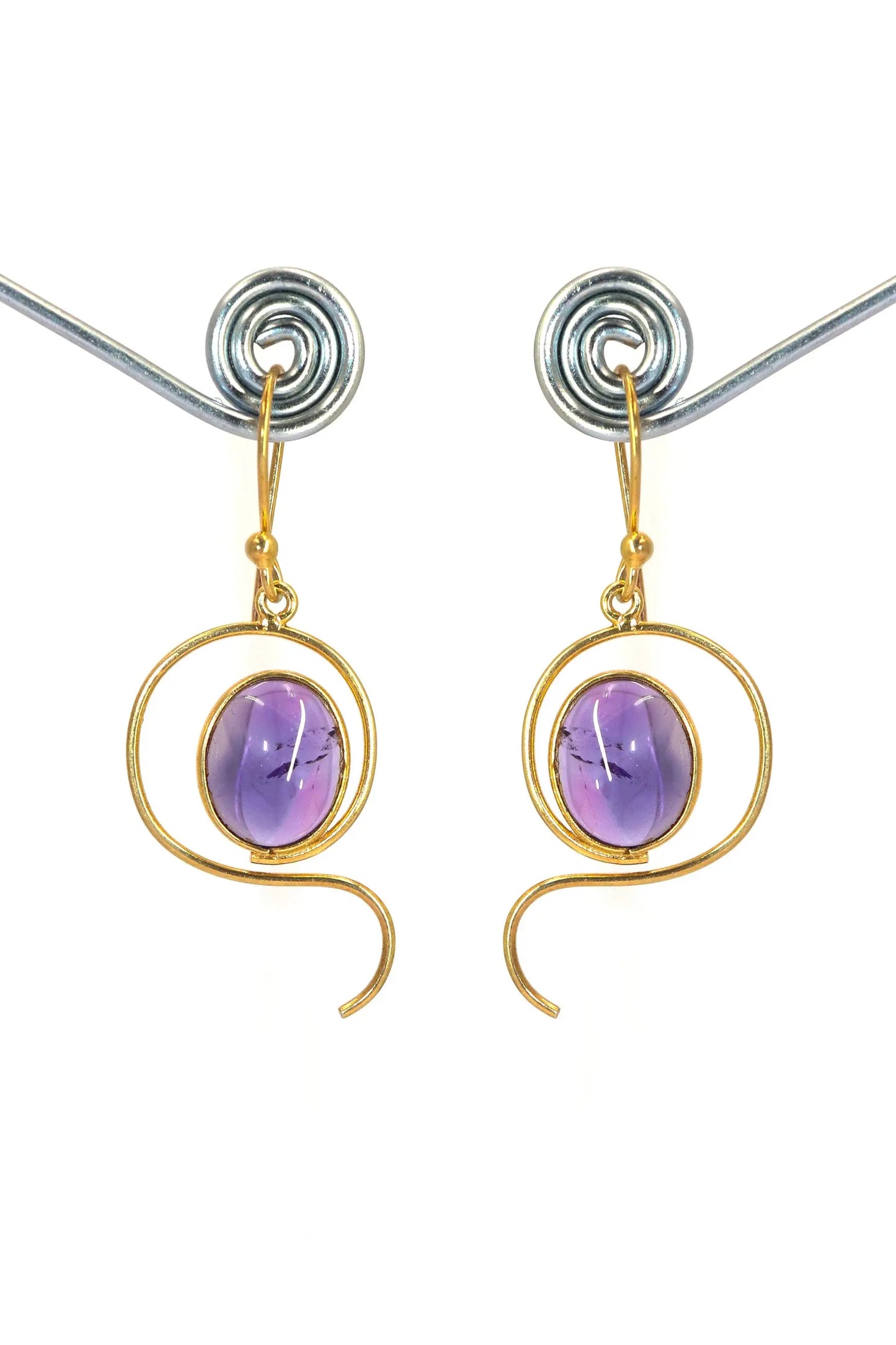 Charming Touch Amethyst Gemstone Gold-Plated Earrings