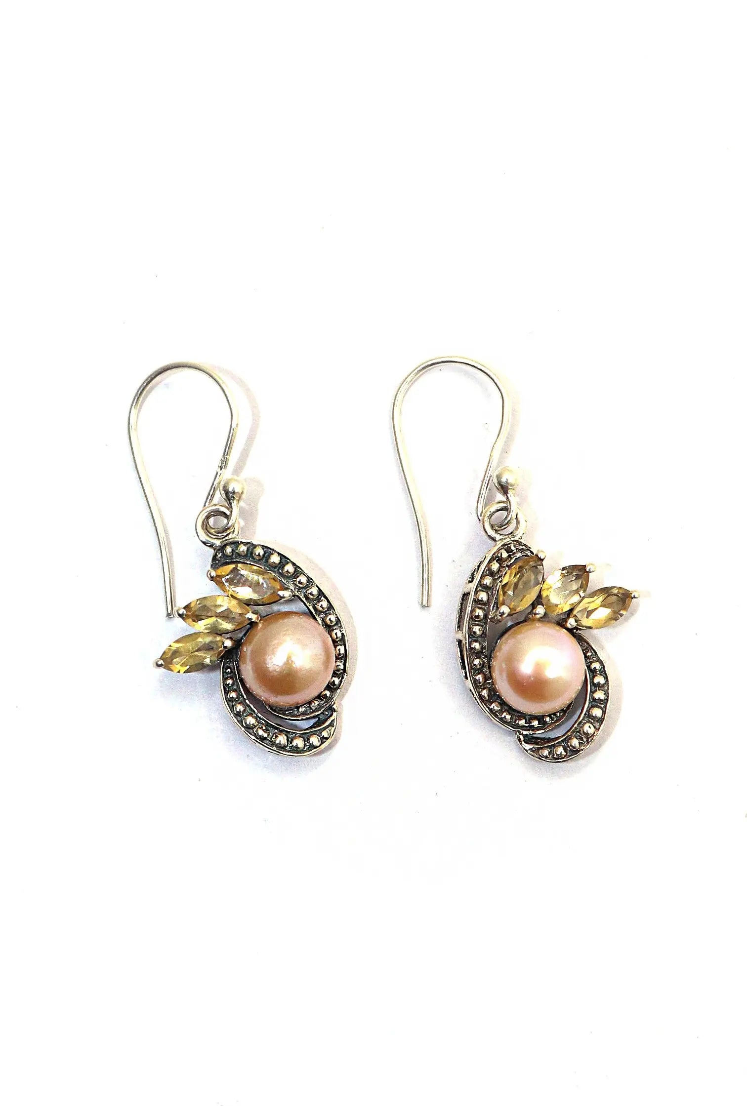 Charming and Light Designer Earrings with Pearl And Citrine Gemstones Jewelry