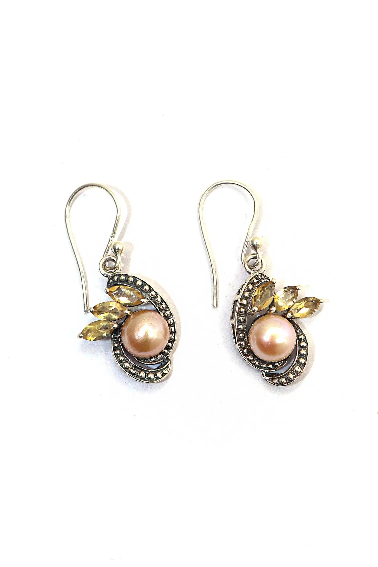 Charming and Light Designer Earrings with Pearl And Citrine Gemstones Jewelry