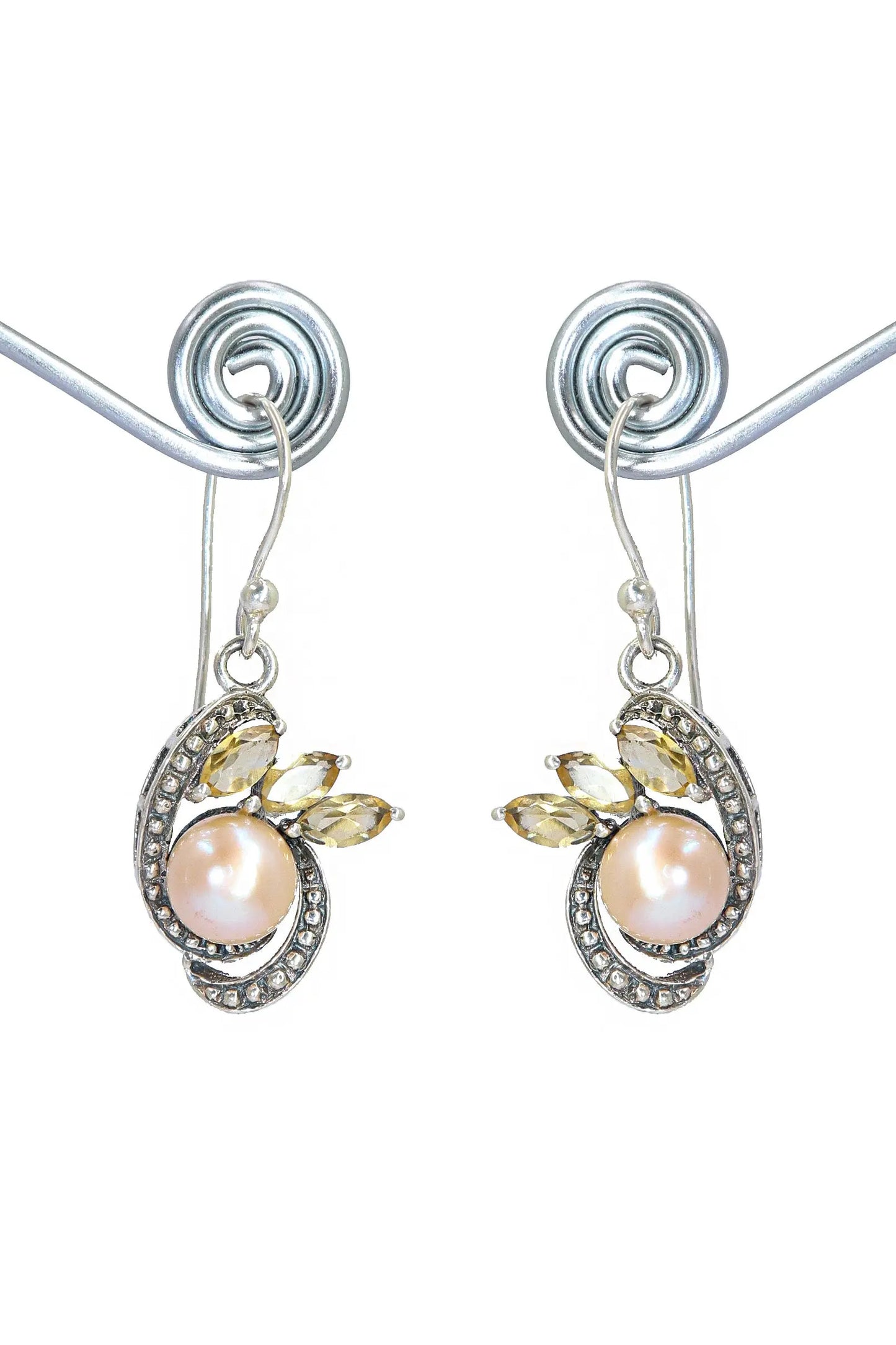 Charming and Light Designer Earrings with Pearl And Citrine Gemstones Jewelry