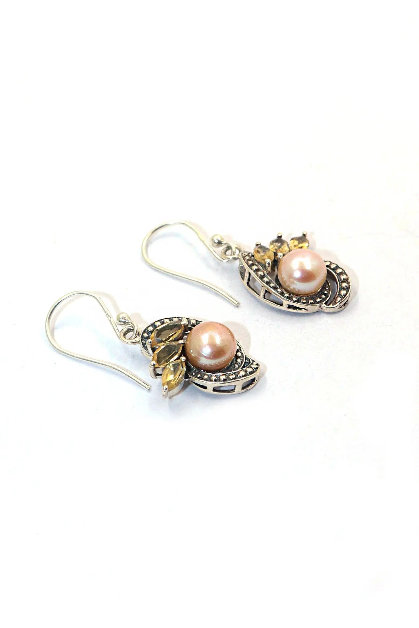 Charming and Light Designer Earrings with Pearl And Citrine Gemstones Jewelry