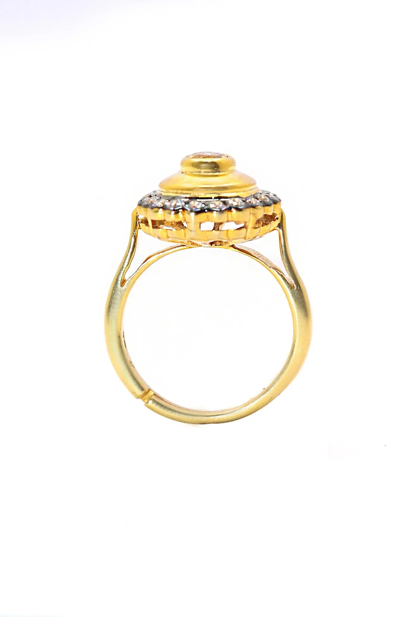 Citrine Gemstone with CZ Two Tone Plating Ring