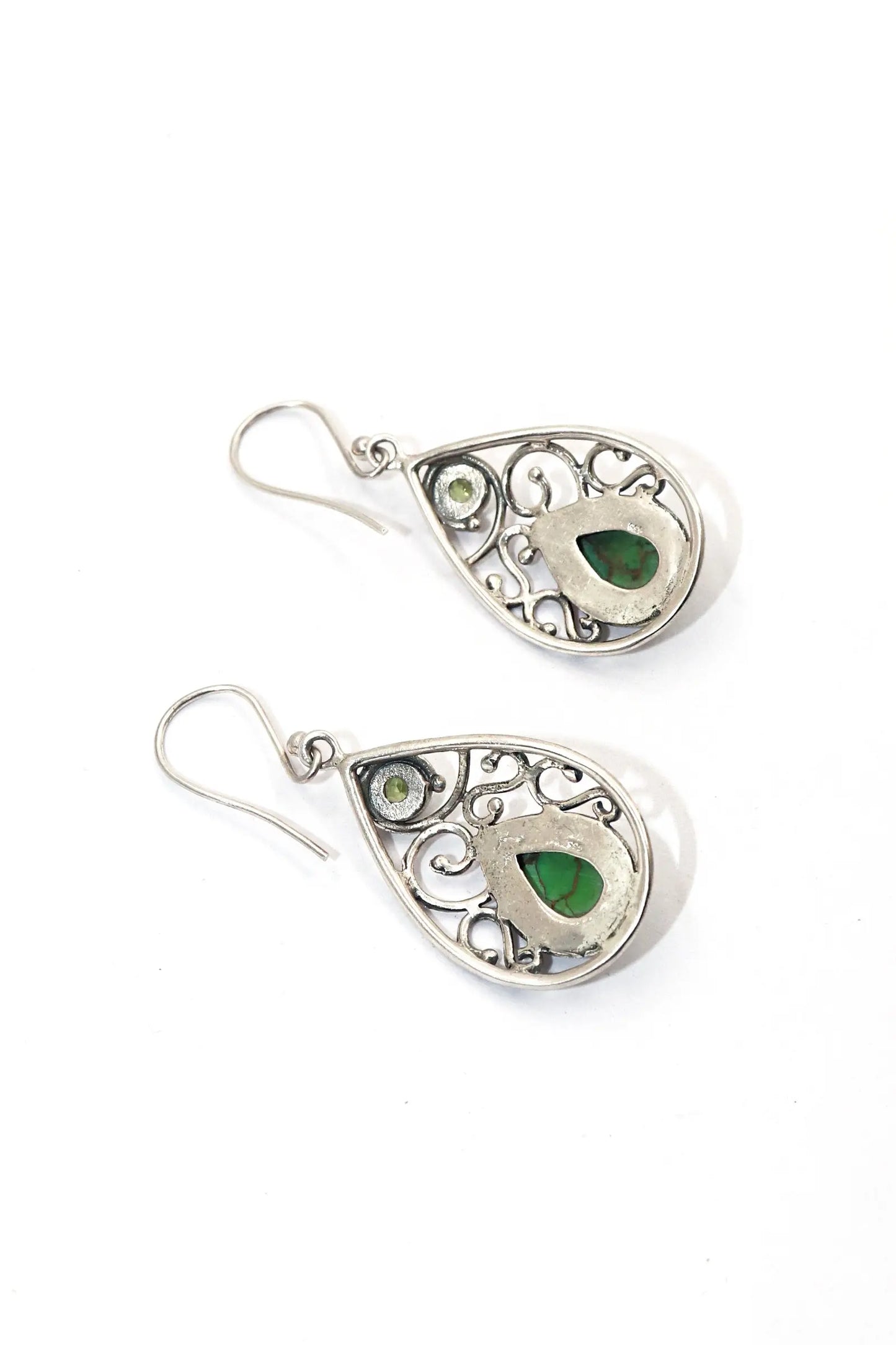 Dazzling Earrings with Turquoise and  Peridot Gemstone Touch of Elegance