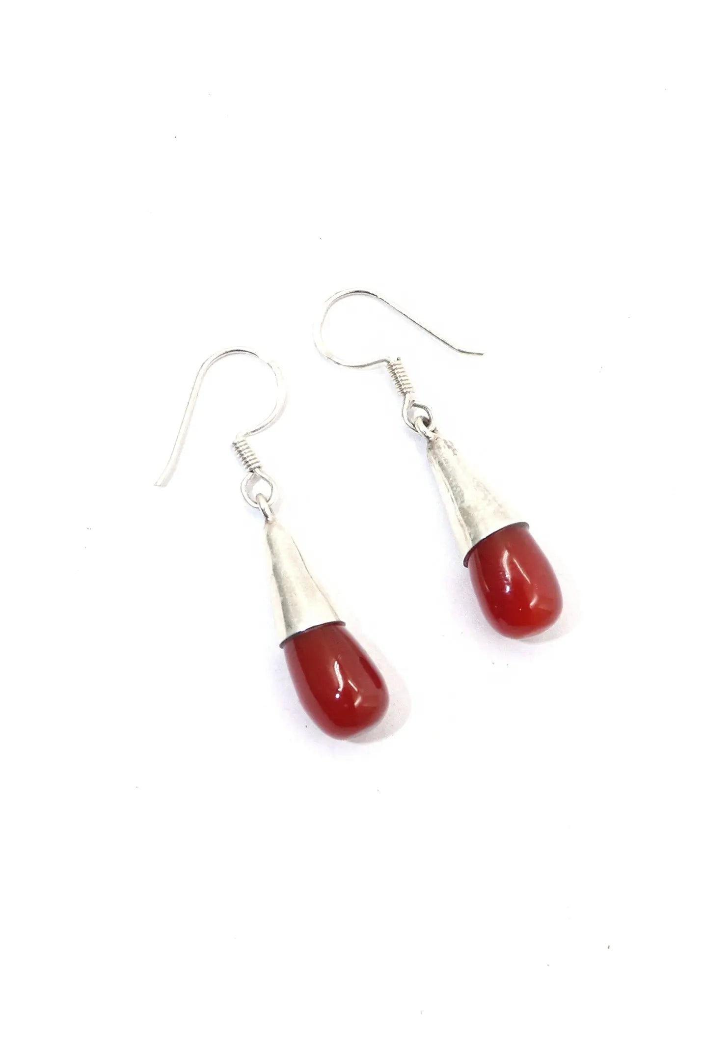 Delicate Charm Red Onyx Gemstone Earrings with Gold Plating