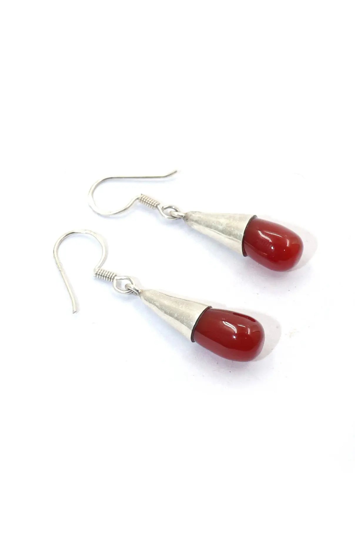 Delicate Charm Red Onyx Gemstone Earrings with Gold Plating