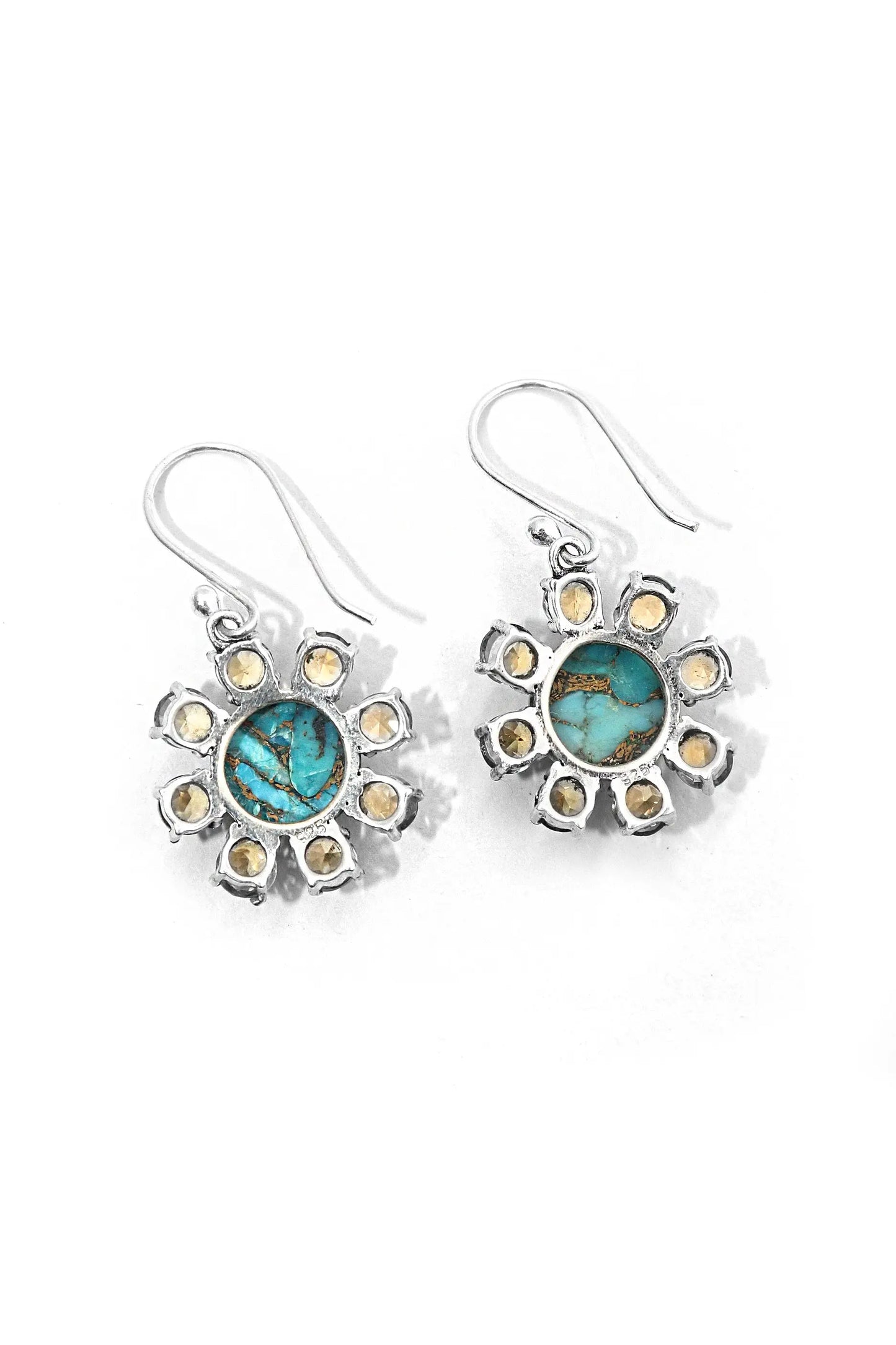 Delicate Design Lightweight Earrings with Turquoise Citrine Gemstones