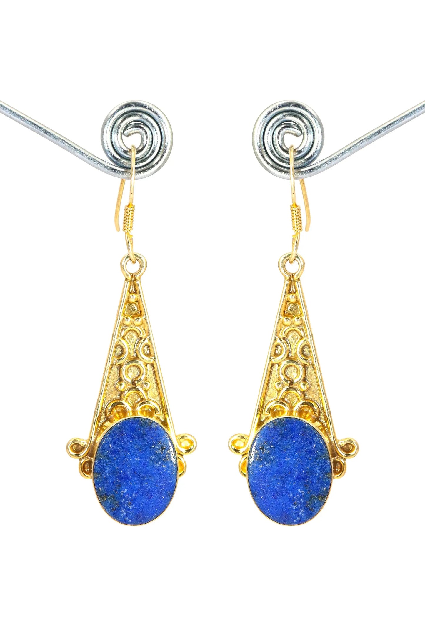 Designer Earrings Gold Plated Lapis Lazuli Gemstone Earring