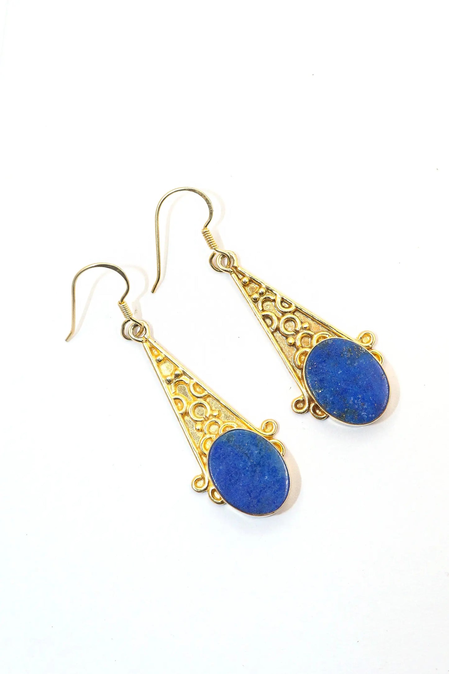 Designer Earrings Gold Plated Lapis Lazuli Gemstone Earring