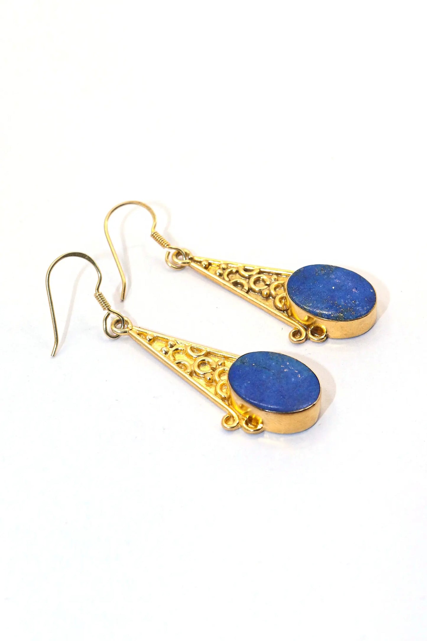 Designer Earrings Gold Plated Lapis Lazuli Gemstone Earring