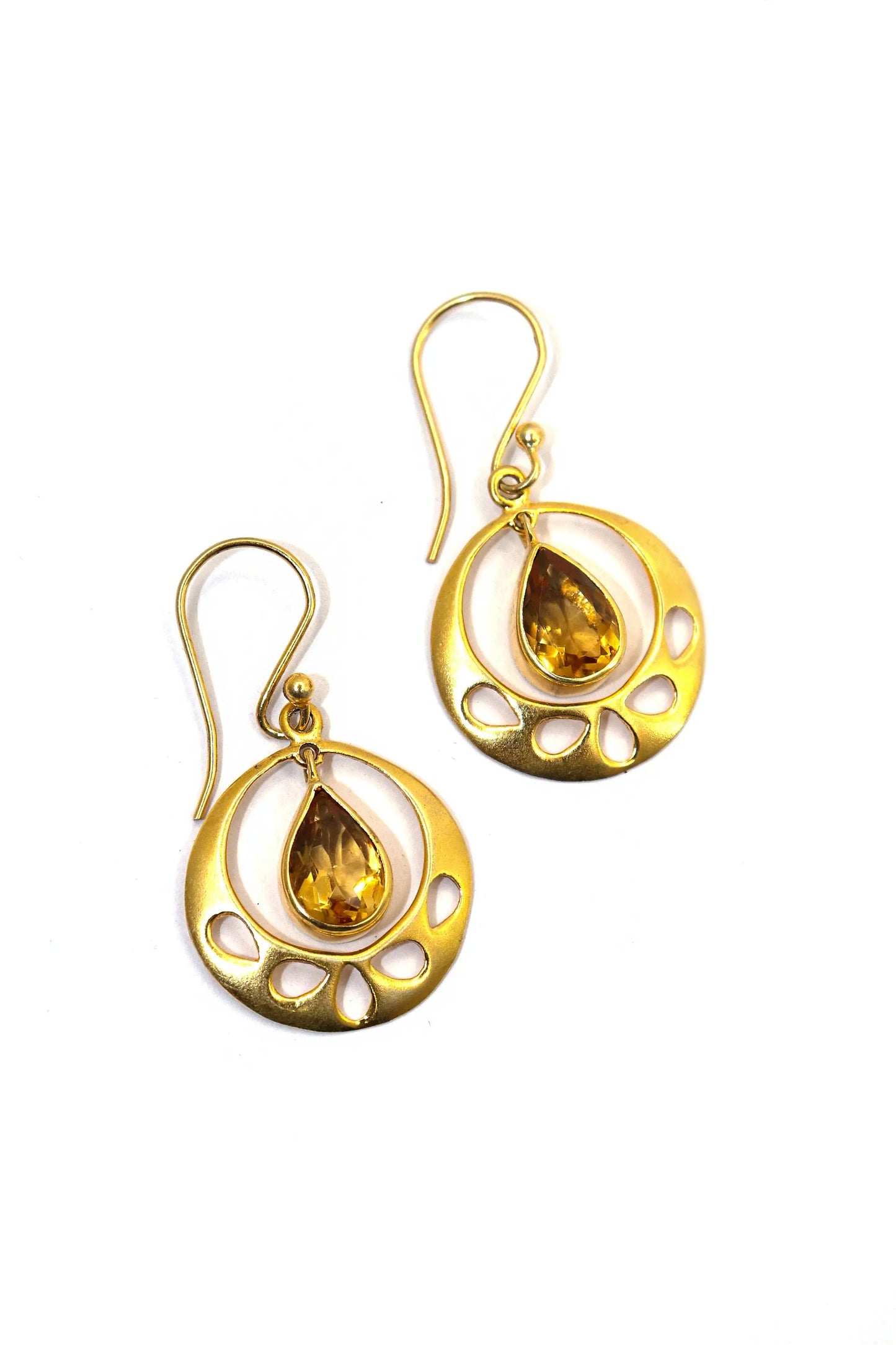 Designer Gold Plated Earrings with Citrine Gemstones