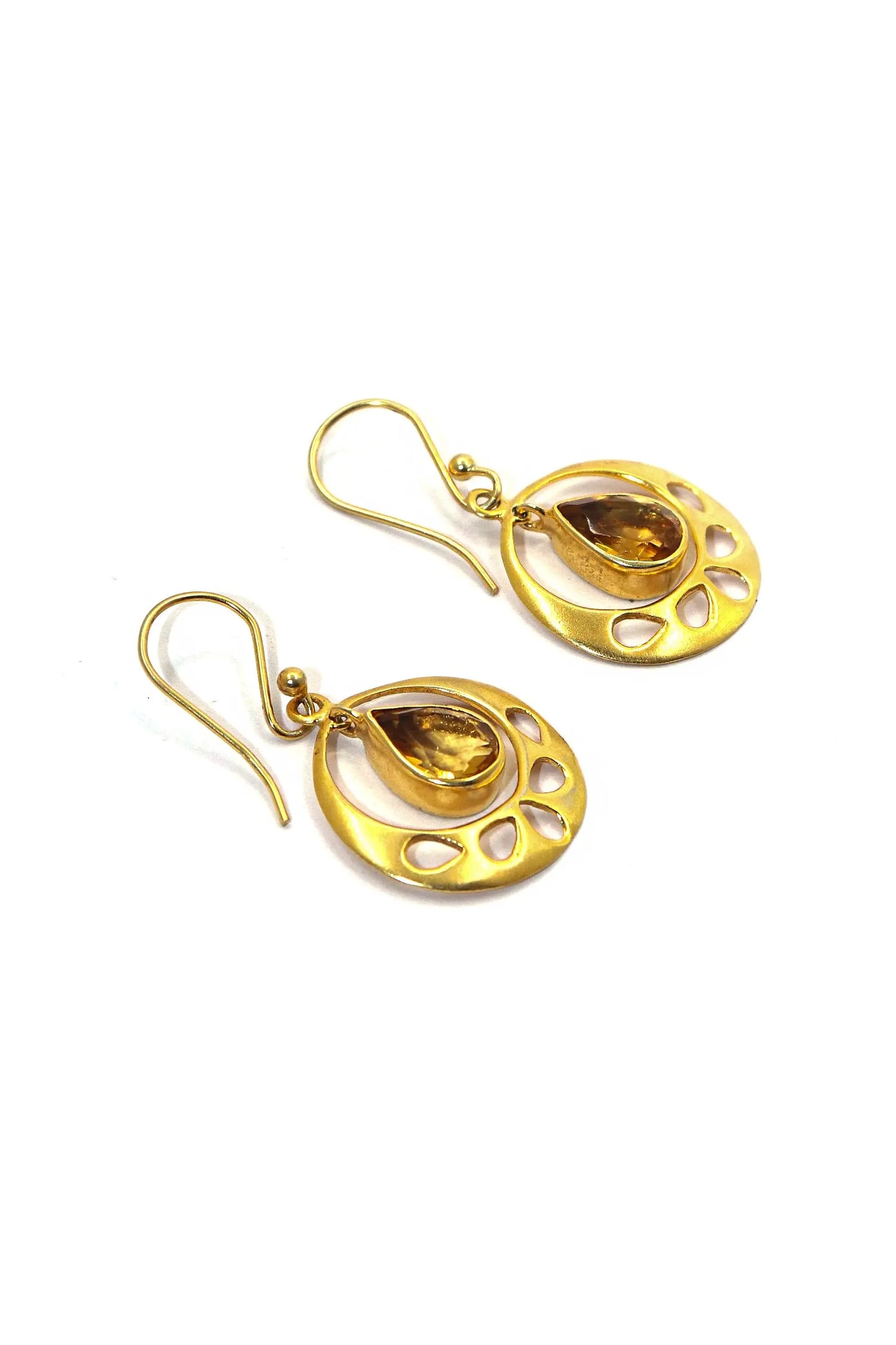 Designer Gold Plated Earrings with Citrine Gemstones