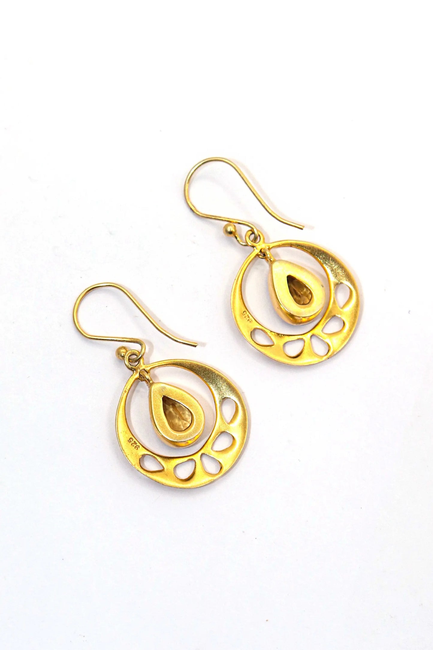 Designer Gold Plated Earrings with Citrine Gemstones