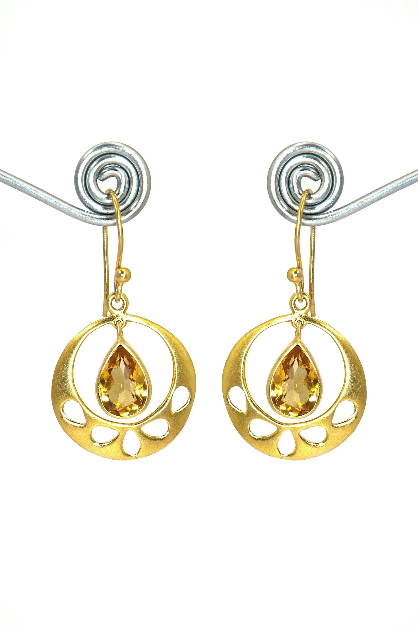 Designer Gold Plated Earrings with Citrine Gemstones