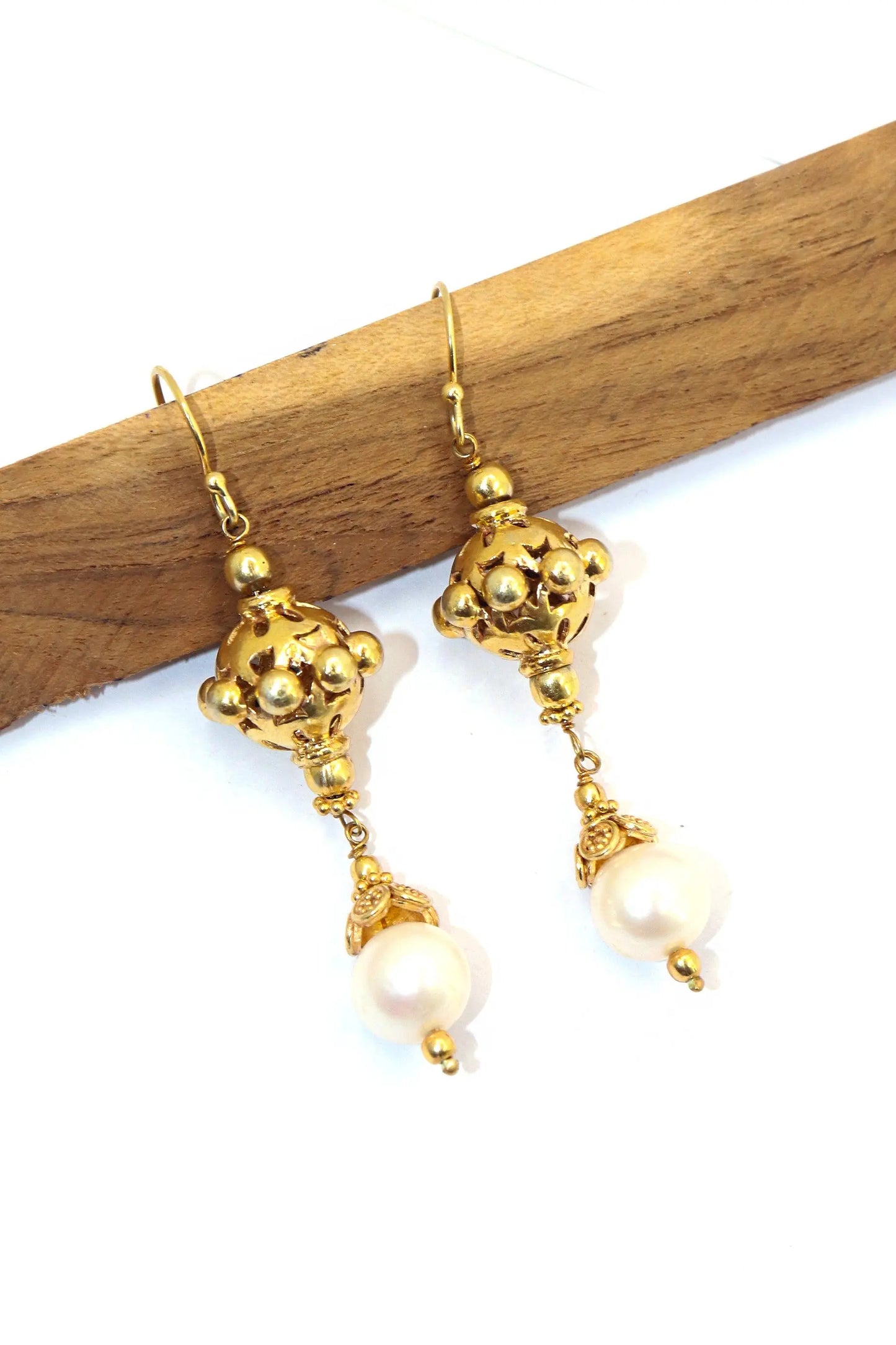 Designer Hook Earrings with Semi-Precious Pearl Gemstones Earring Jewelry