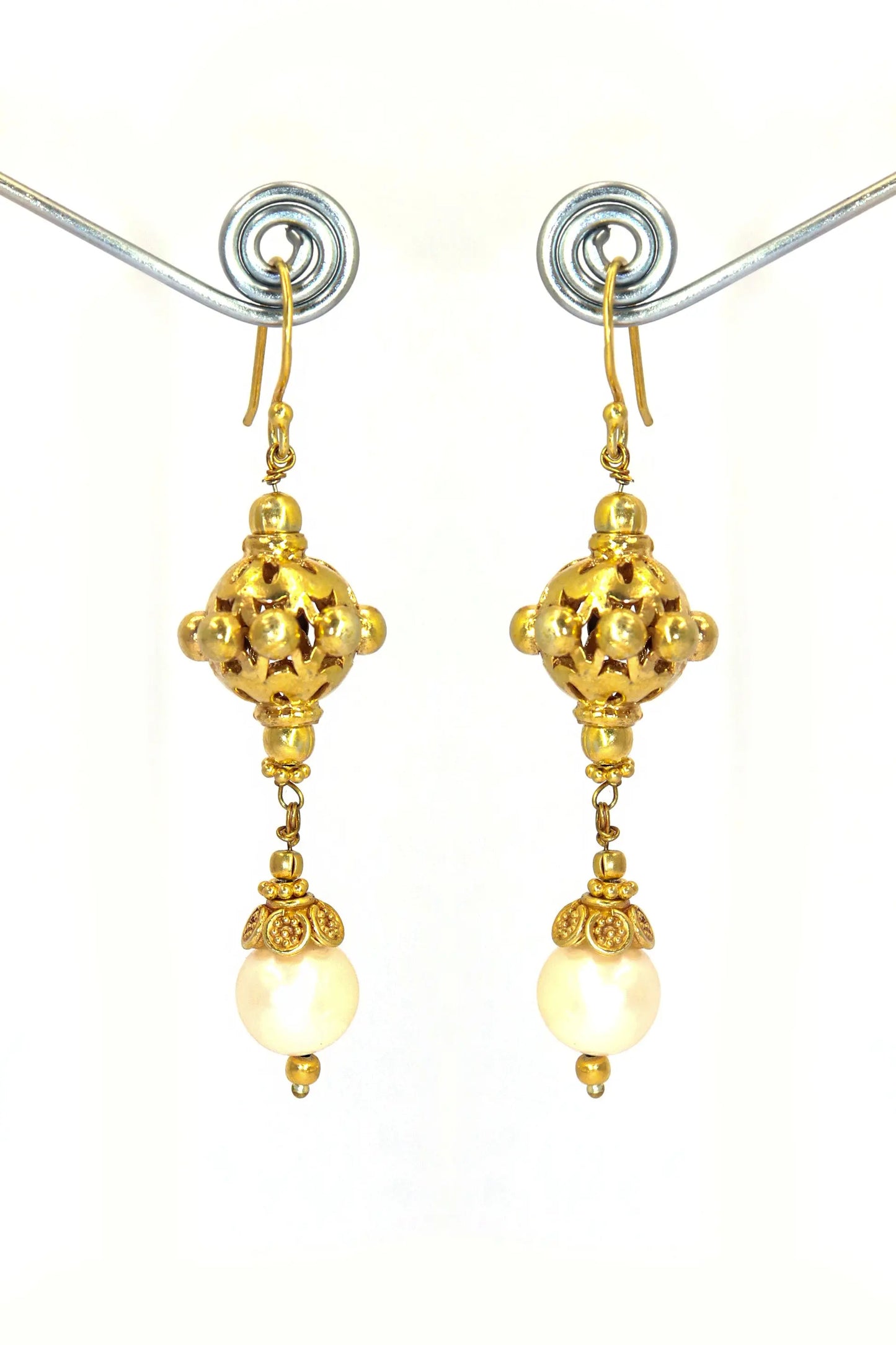 Designer Hook Earrings with Semi-Precious Pearl Gemstones Earring Jewelry