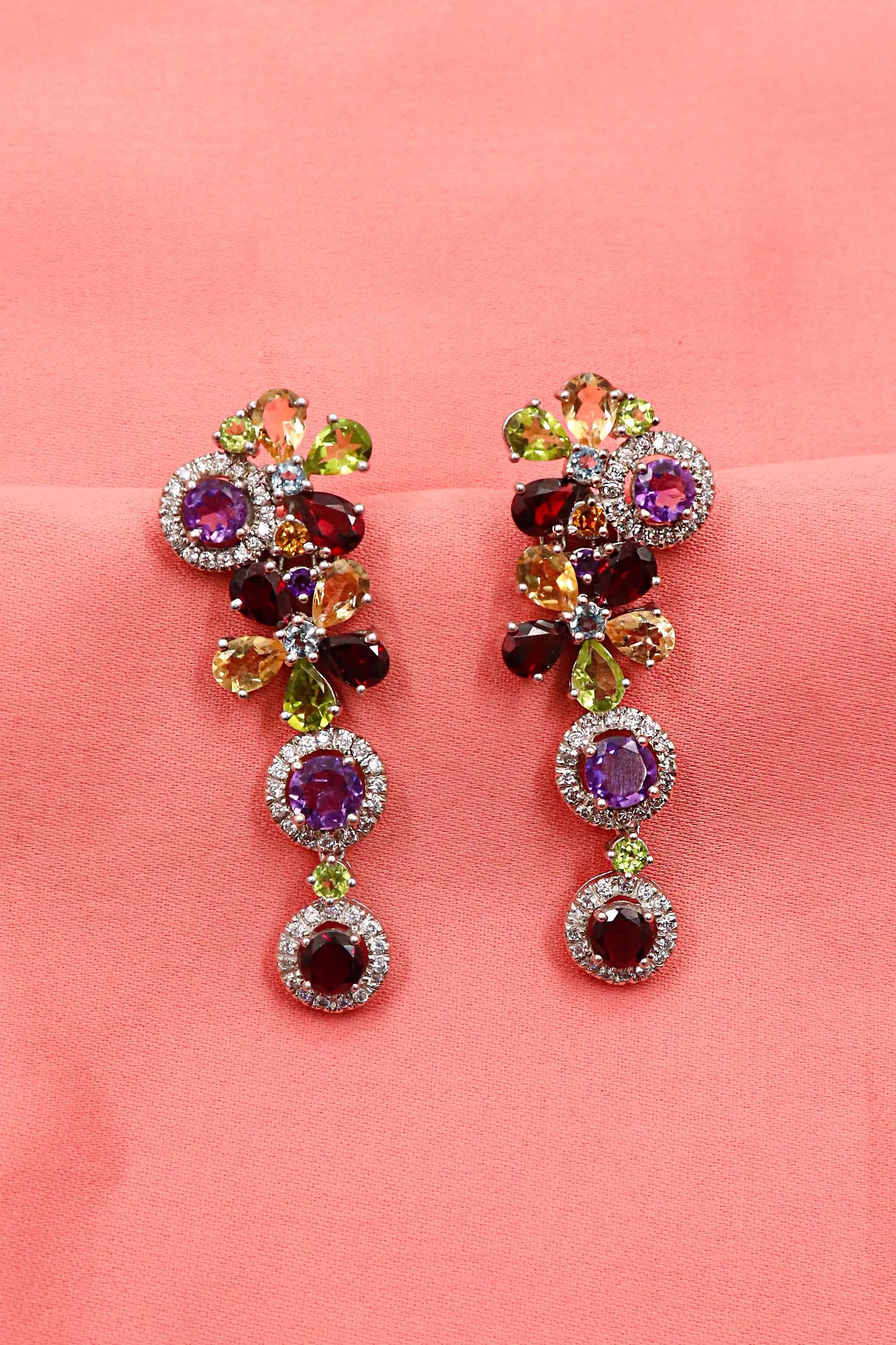 Designer Multi Gemstone Long Stud Earring Jewelry