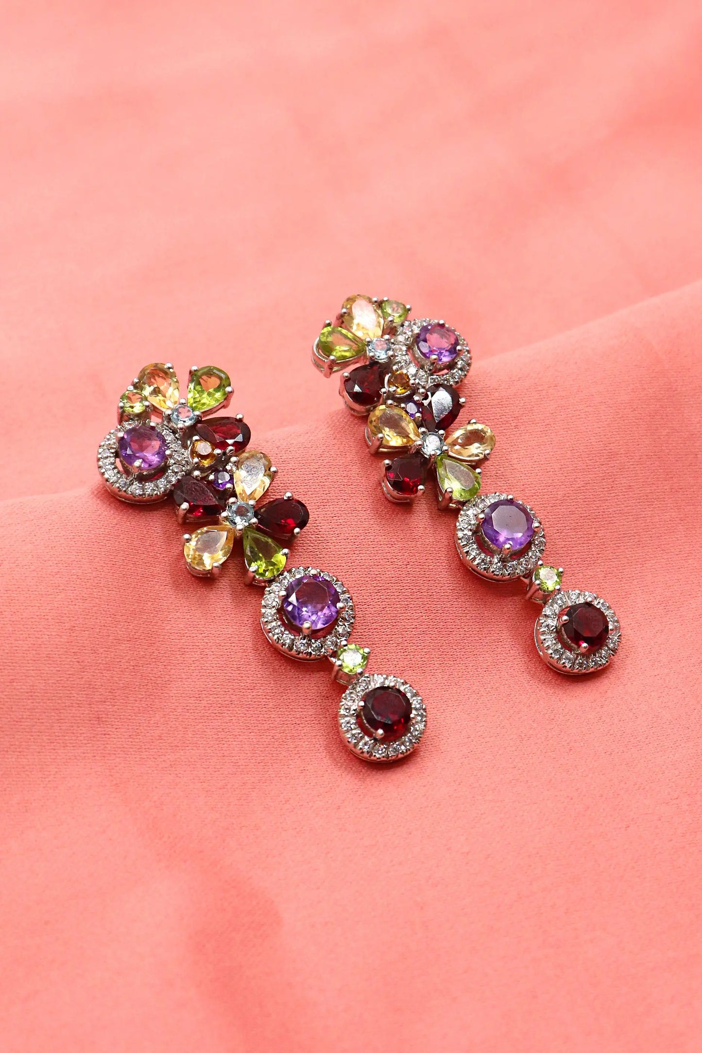 Designer Multi Gemstone Long Stud Earring Jewelry