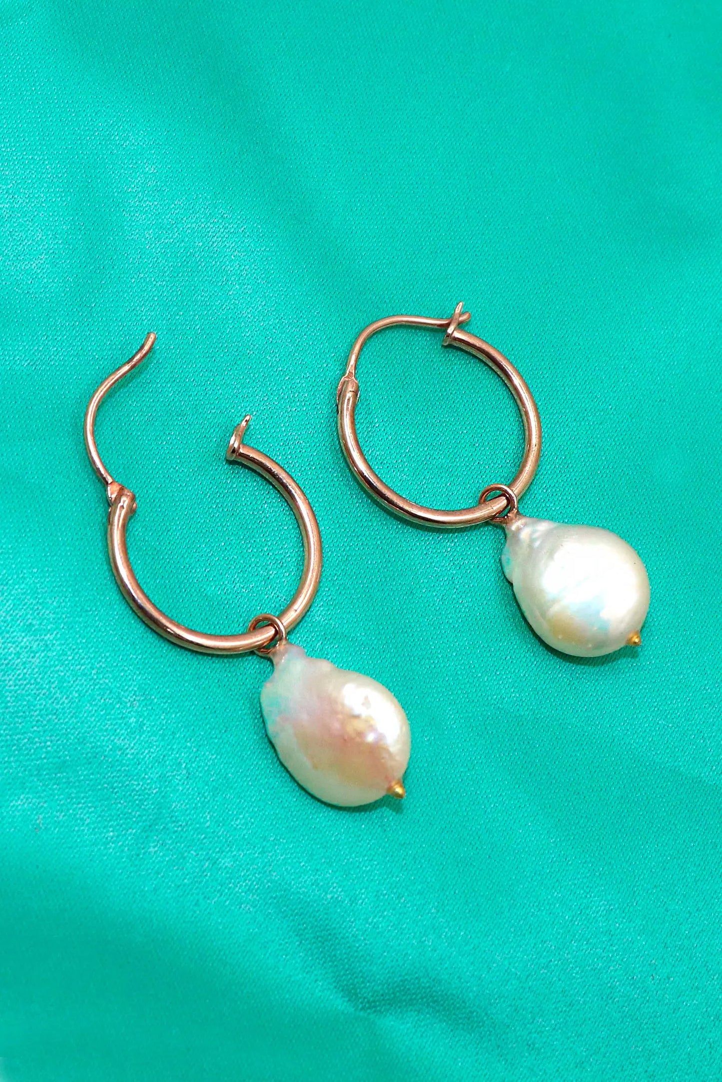 Designer Rose Gold Plated Pearl Hoop Earring