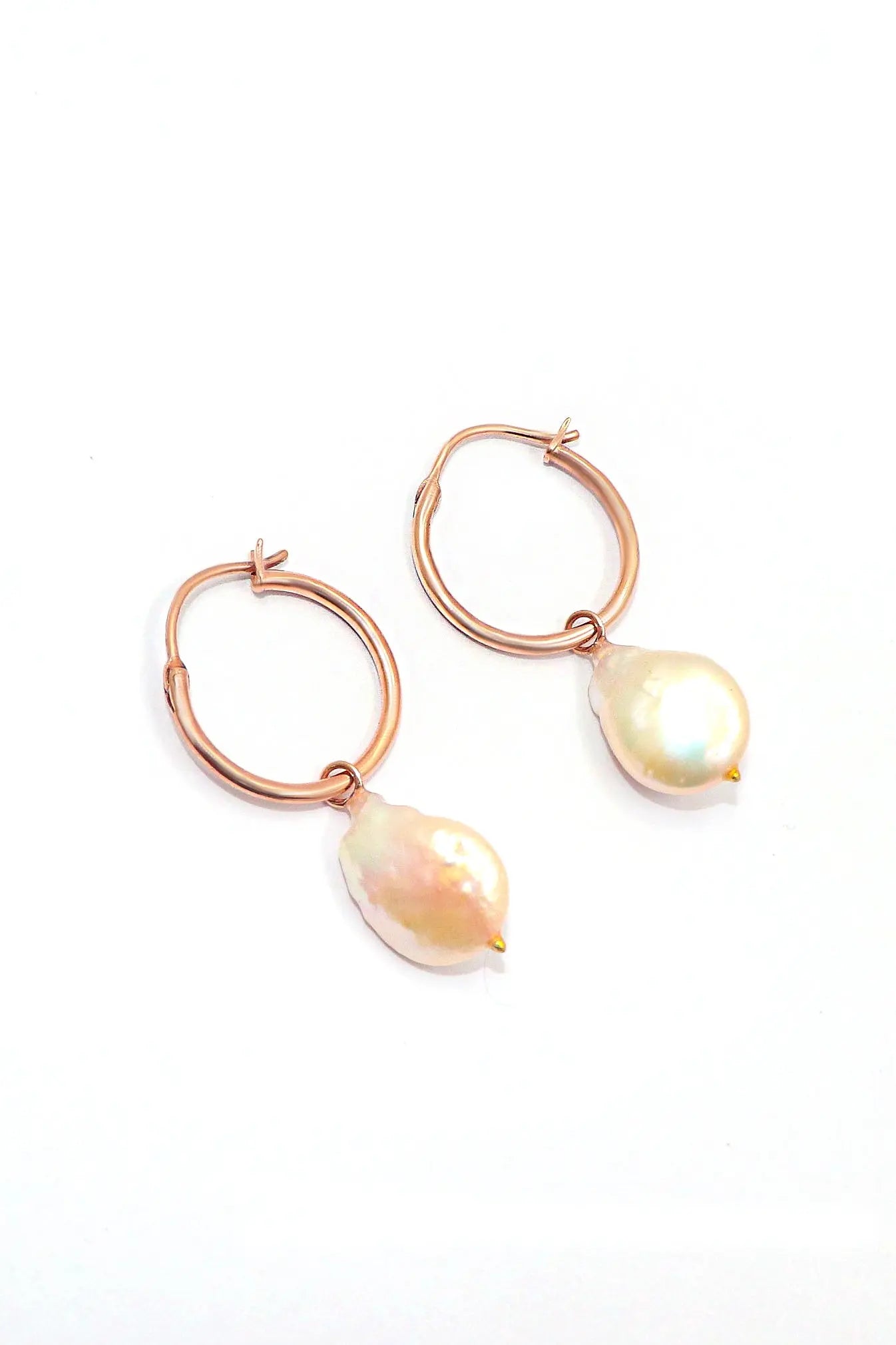 Designer Rose Gold Plated Pearl Hoop Earring