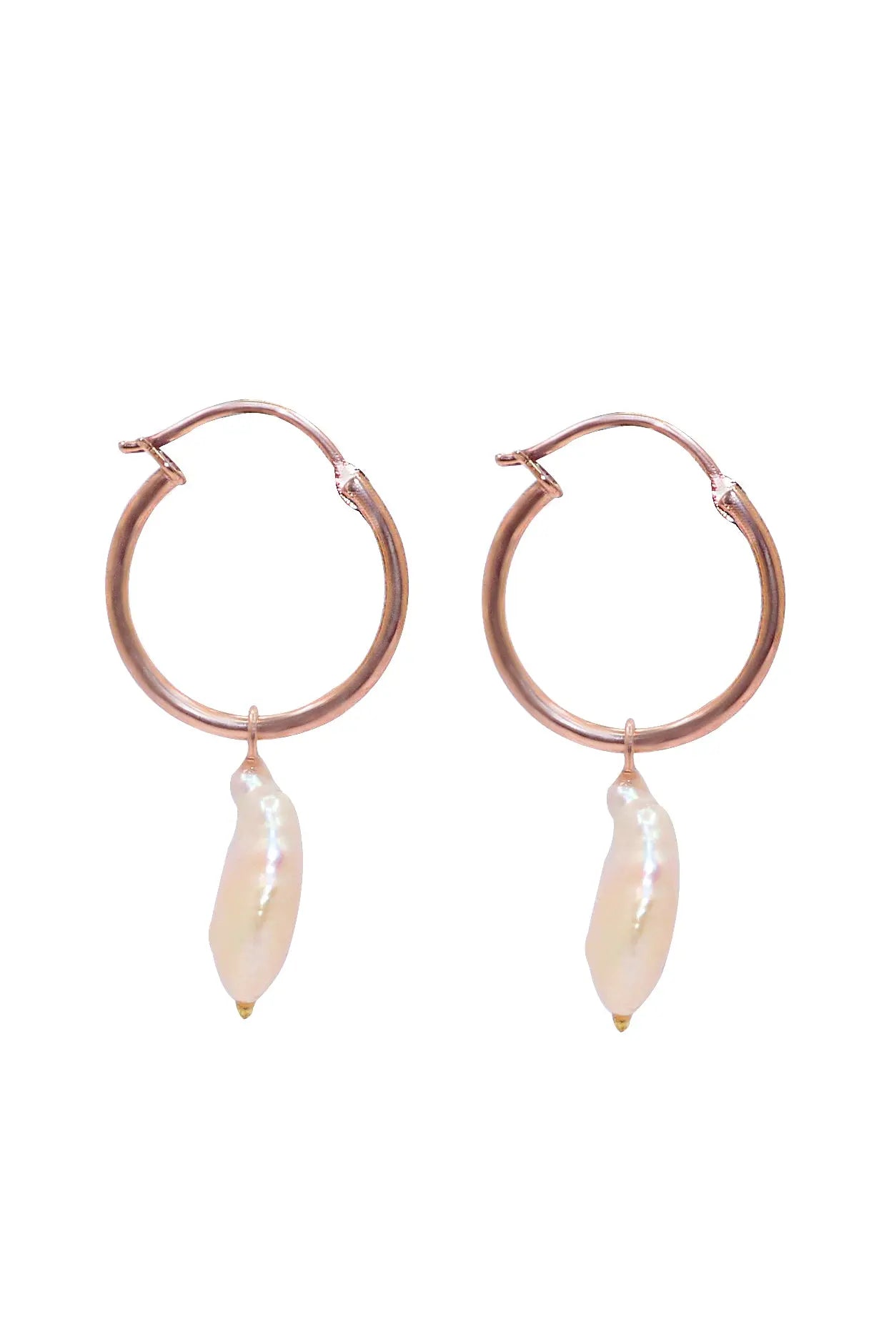 Designer Rose Gold Plated Pearl Hoop Earring