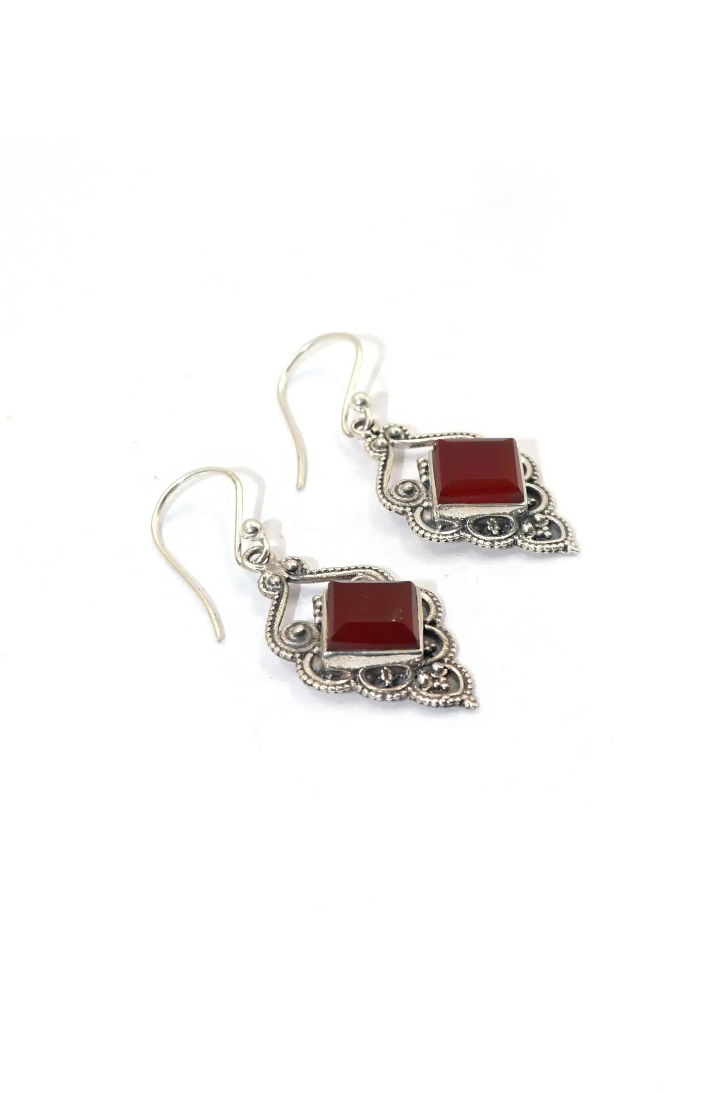 Elegant Semi-Precious Red Onyx Gemstone Earrings Gift for Her