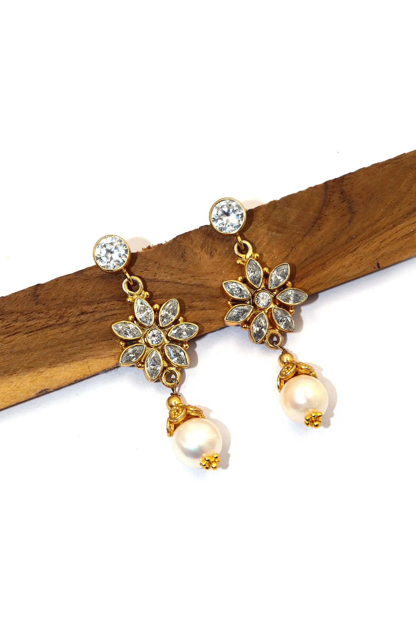 Elevate Your Elegance Radiant CZ And Pearl Gemstone Earrings