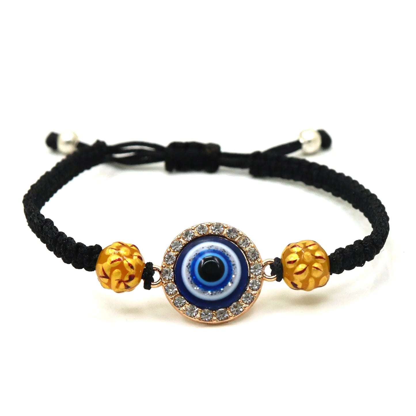 Evil Eye Charm with Beads Gold Plated Stylish Adjustable Bracelet Jewelry VJewels