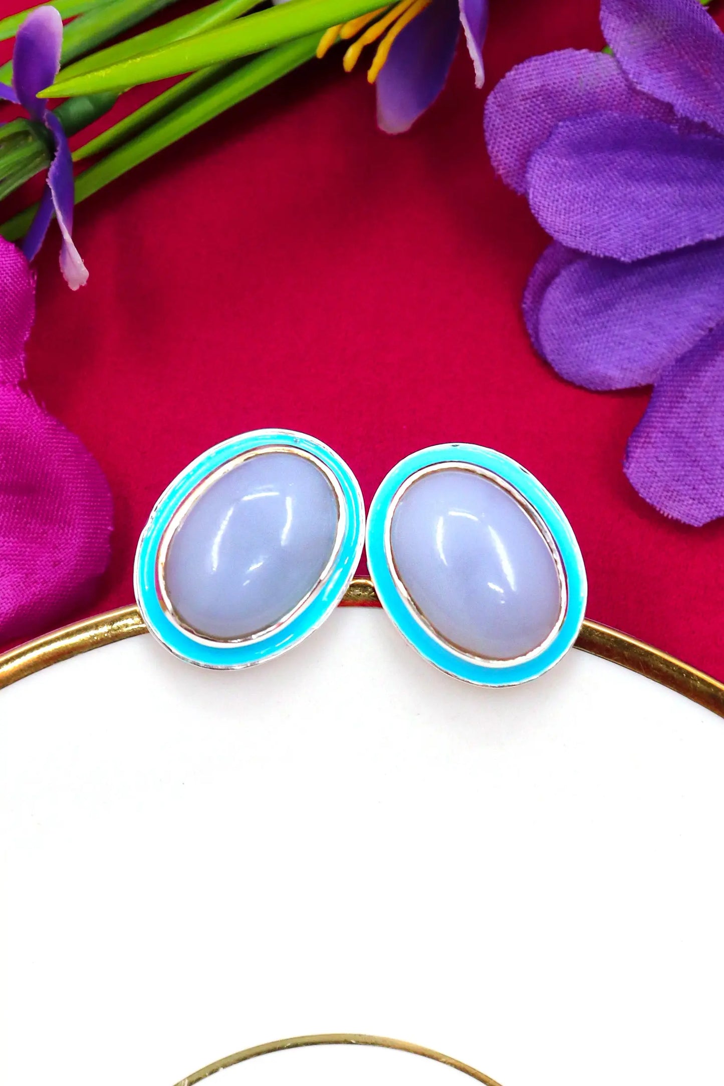 Exclusive Designer Gold Plated Cufflinks with Moonstone Gemstones for Formal Wear Men's Jewelry