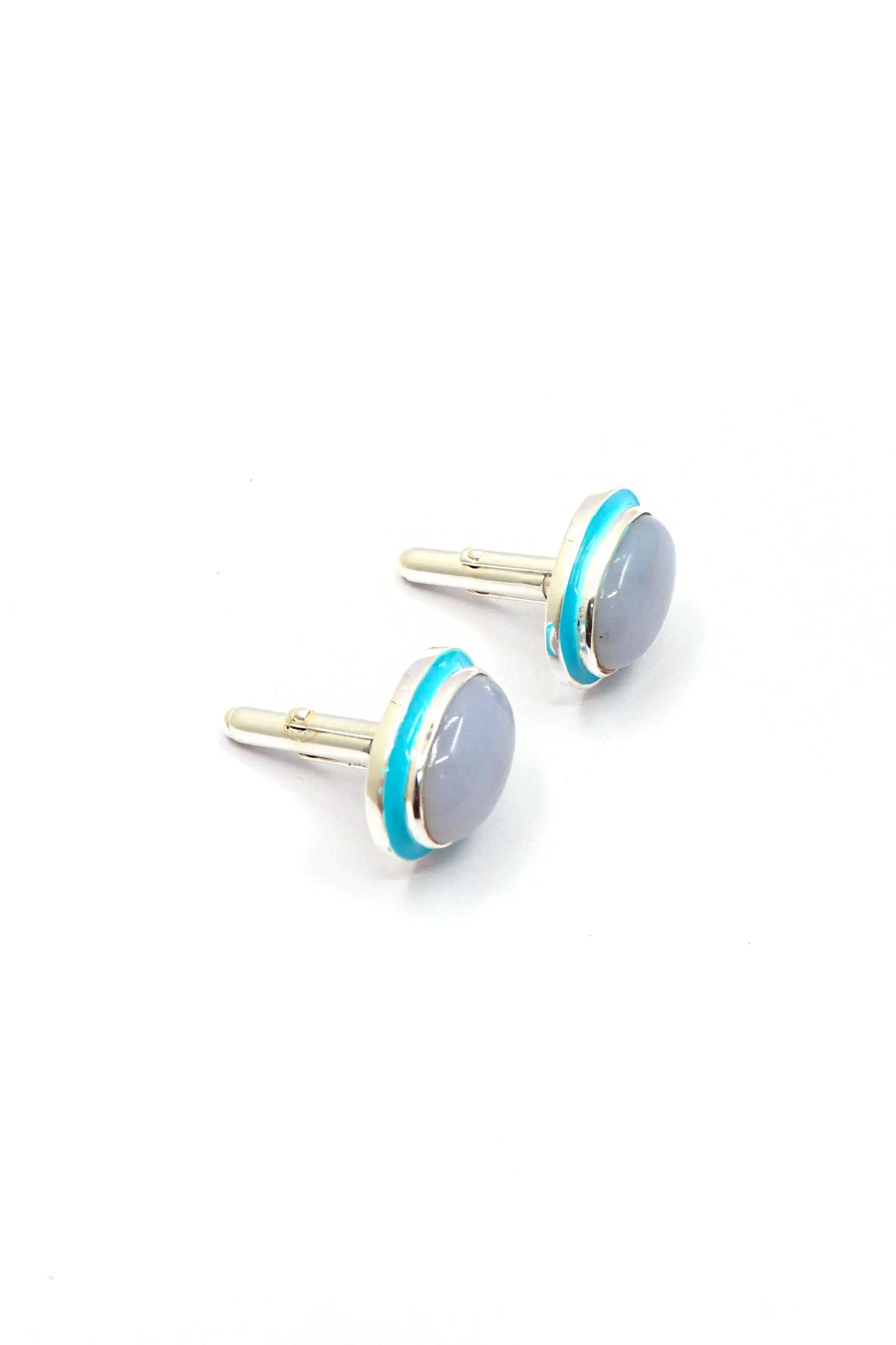 Exclusive Designer Gold Plated Cufflinks with Moonstone Gemstones for Formal Wear Men's Jewelry