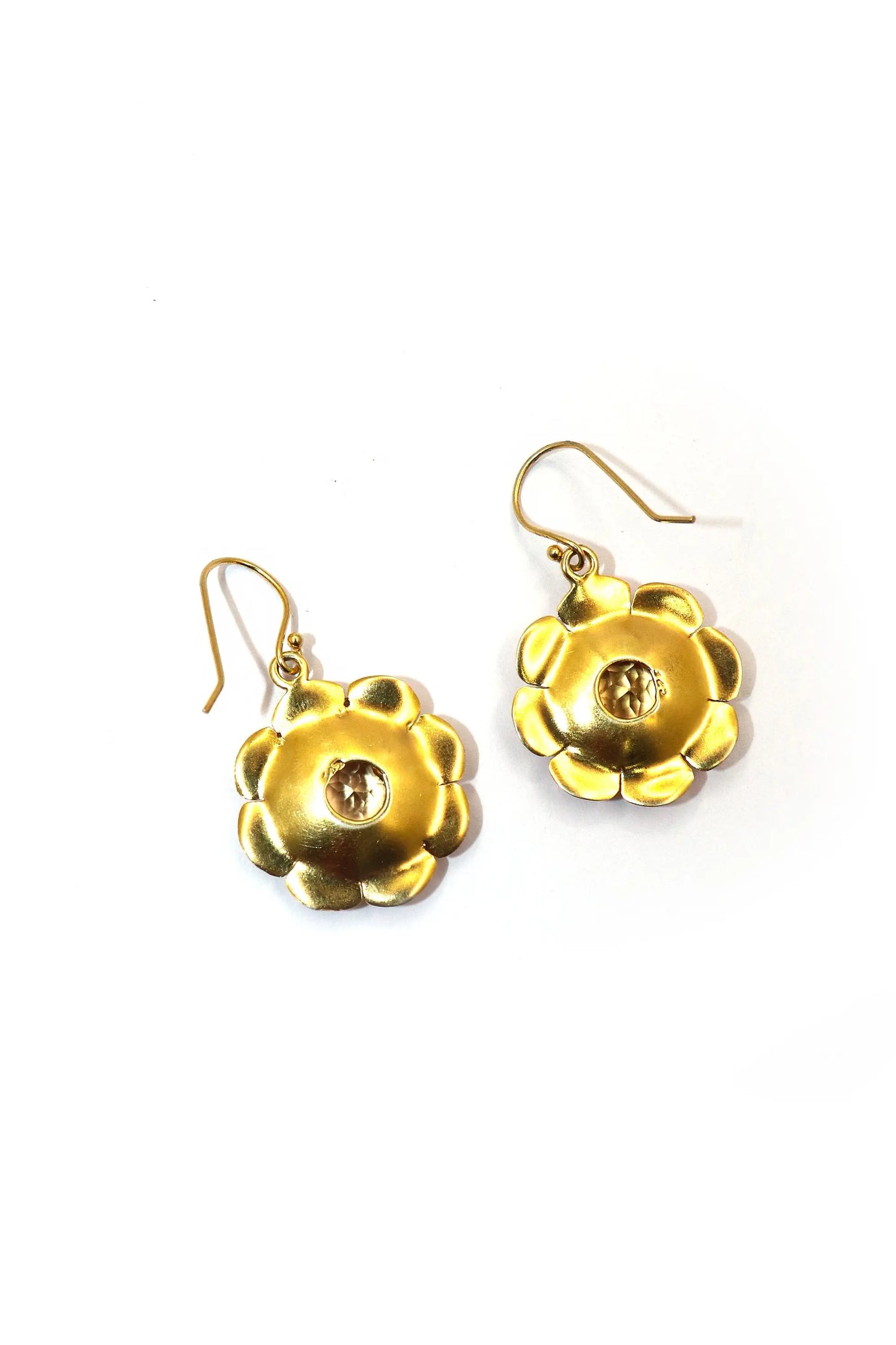 Exquisite Gold Plated Flower Designer Citrine Gemstone Earrings