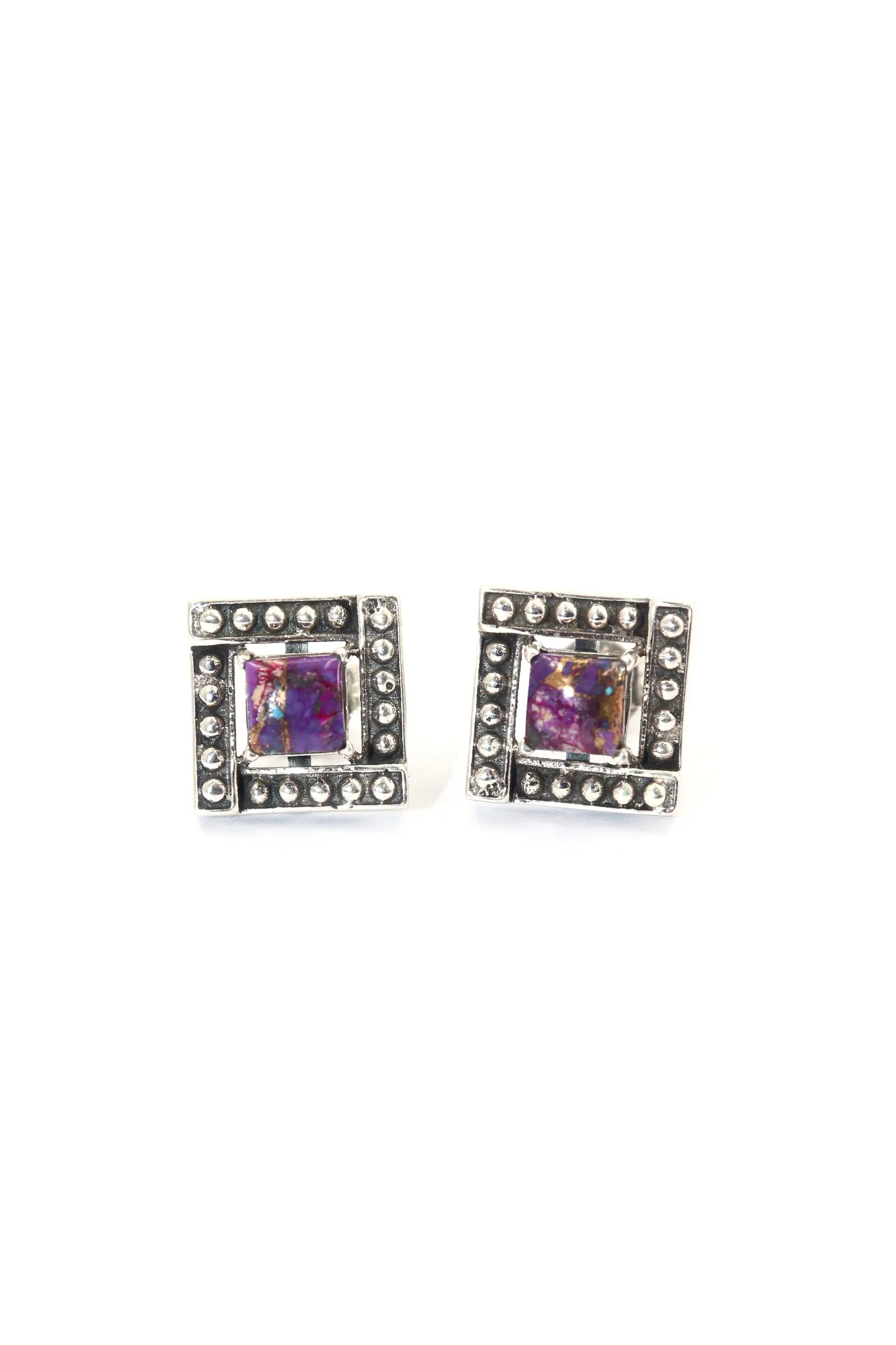 Eye-Catching Purple Amethyst Studs Earrings for Square Stylish Girls Earring