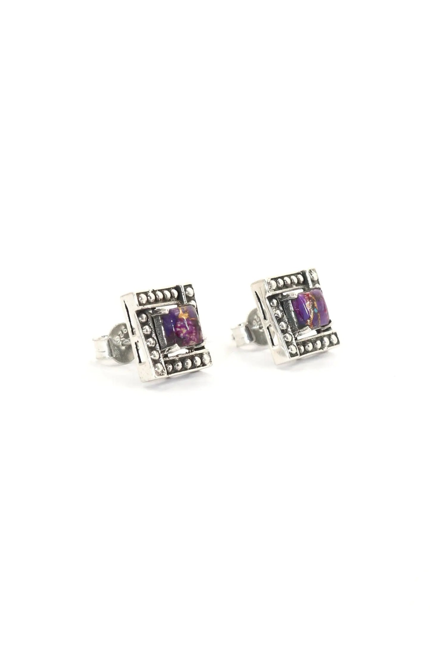 Eye-Catching Purple Amethyst Studs Earrings for Square Stylish Girls Earring