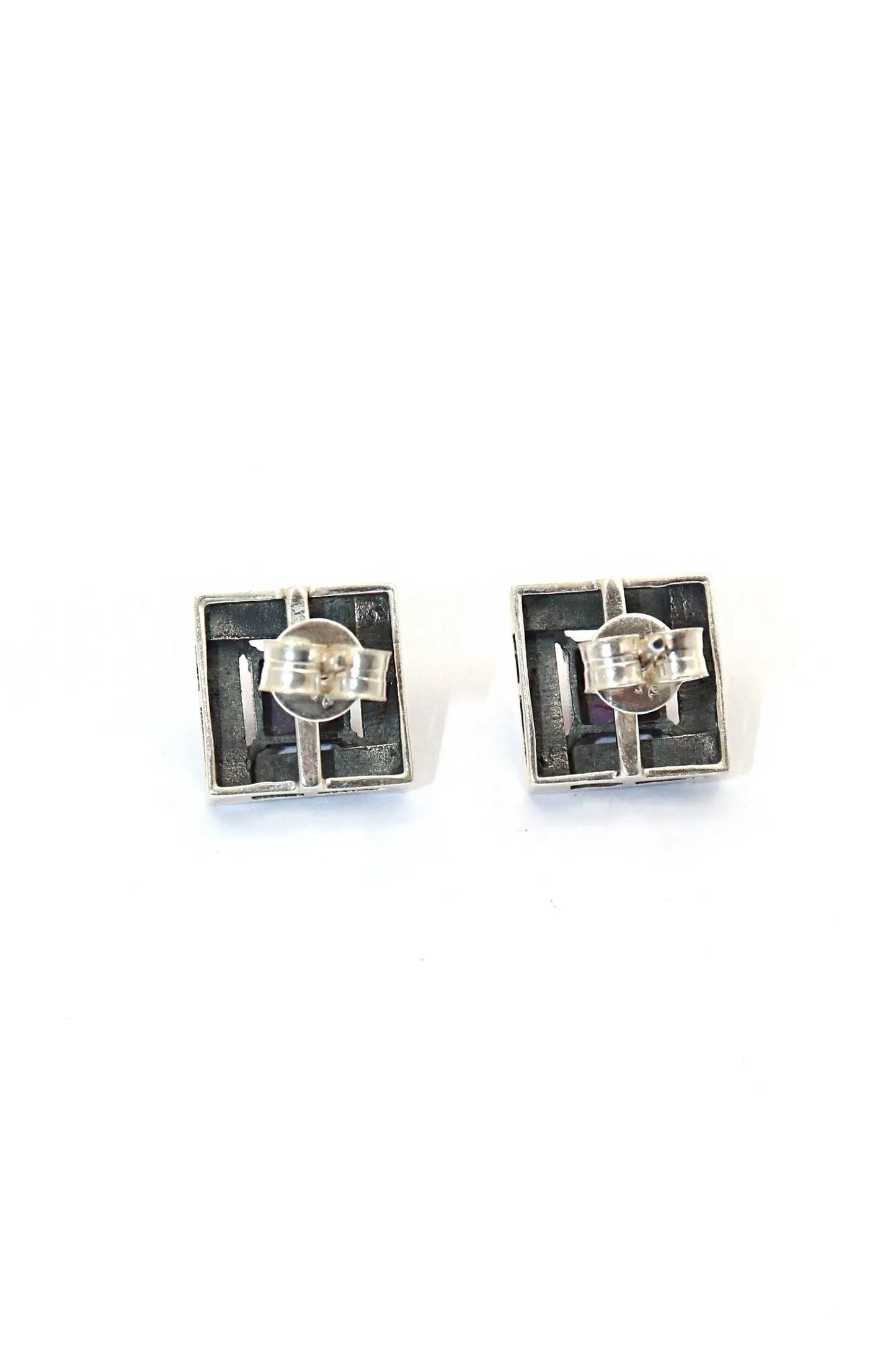 Eye-Catching Purple Amethyst Studs Earrings for Square Stylish Girls Earring