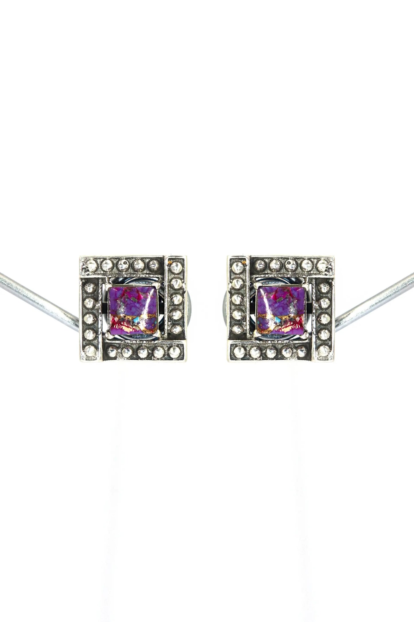 Eye-Catching Purple Amethyst Studs Earrings for Square Stylish Girls Earring