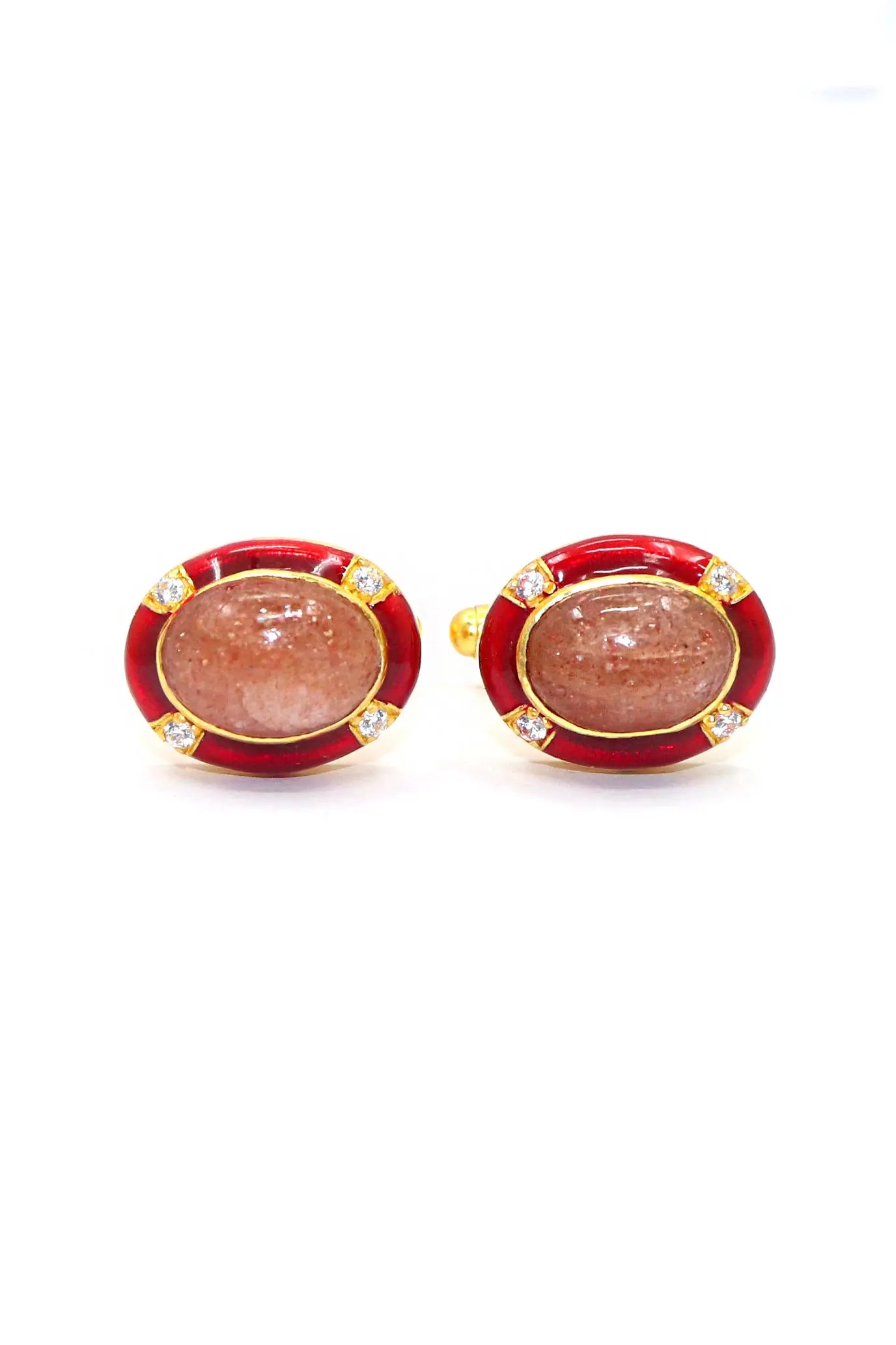 Eye Catchy Sunstone with cz Stanning Men's cufflinks Jewelry