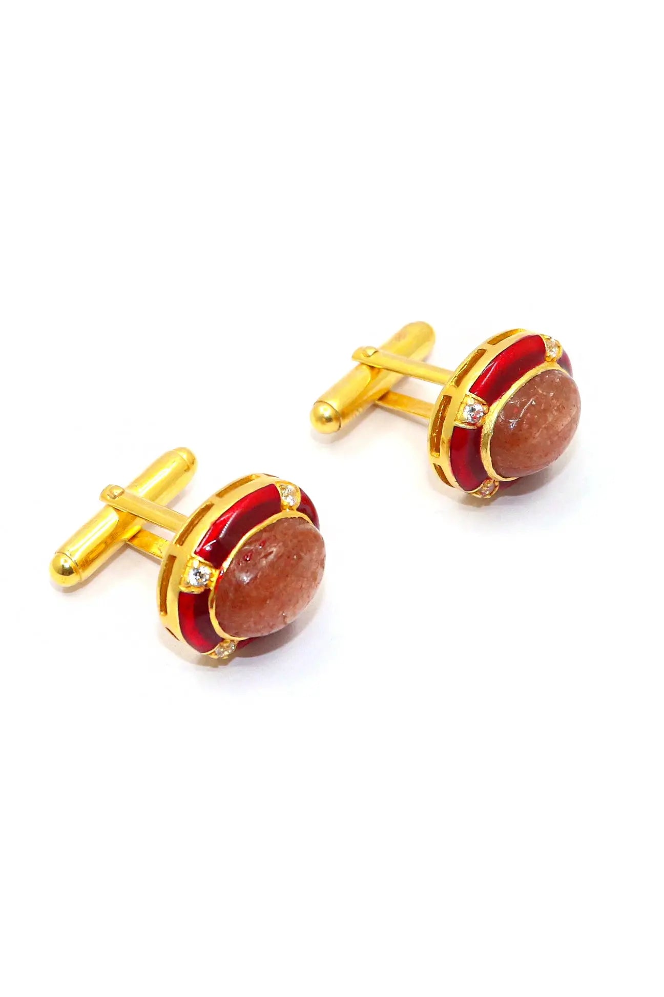 Eye Catchy Sunstone with cz Stanning Men's cufflinks Jewelry