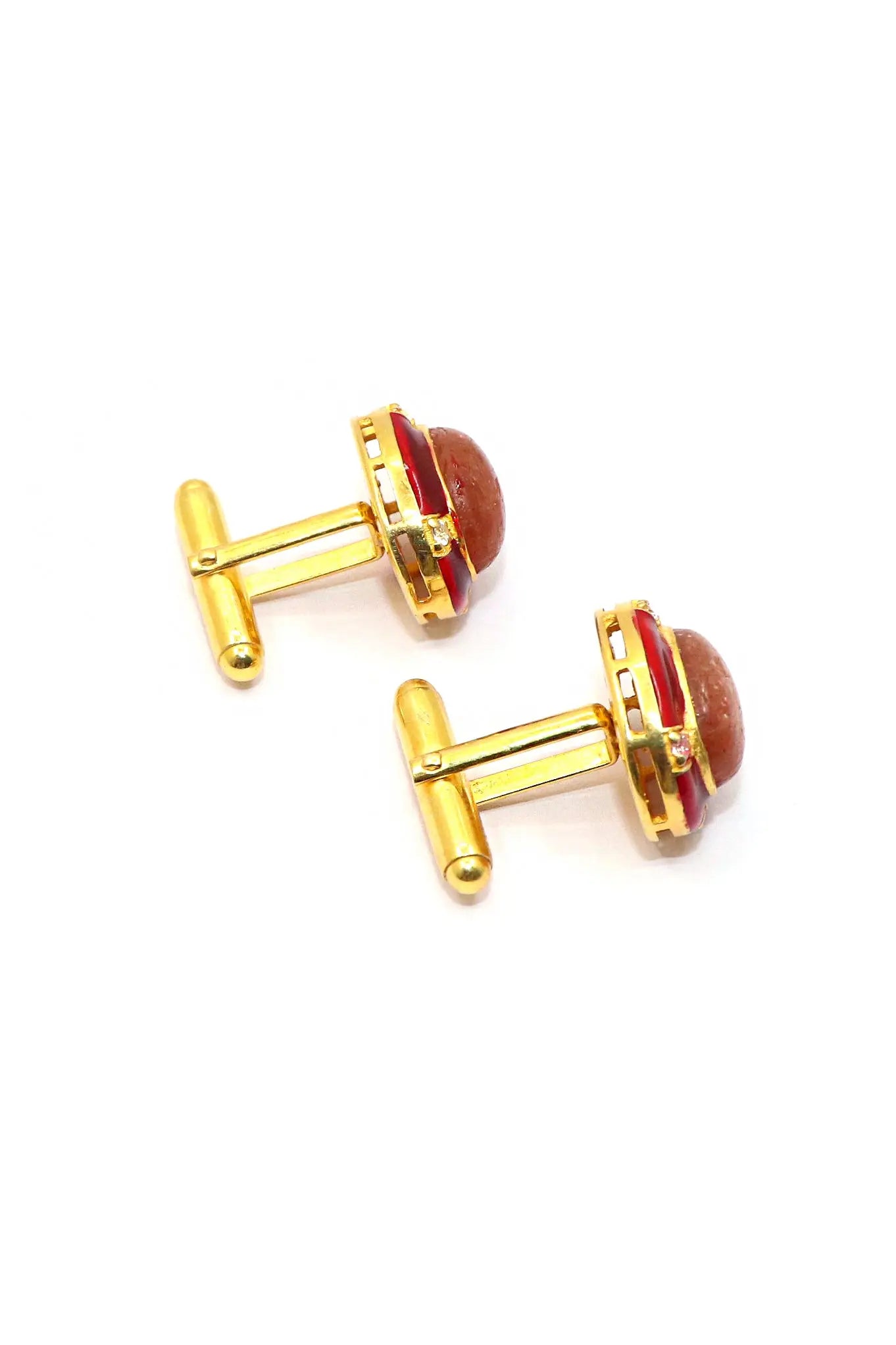 Eye Catchy Sunstone with cz Stanning Men's cufflinks Jewelry