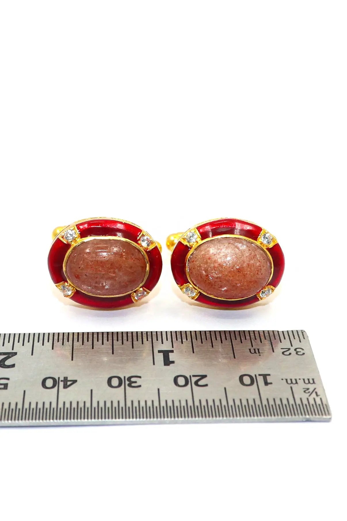 Eye Catchy Sunstone with cz Stanning Men's cufflinks Jewelry